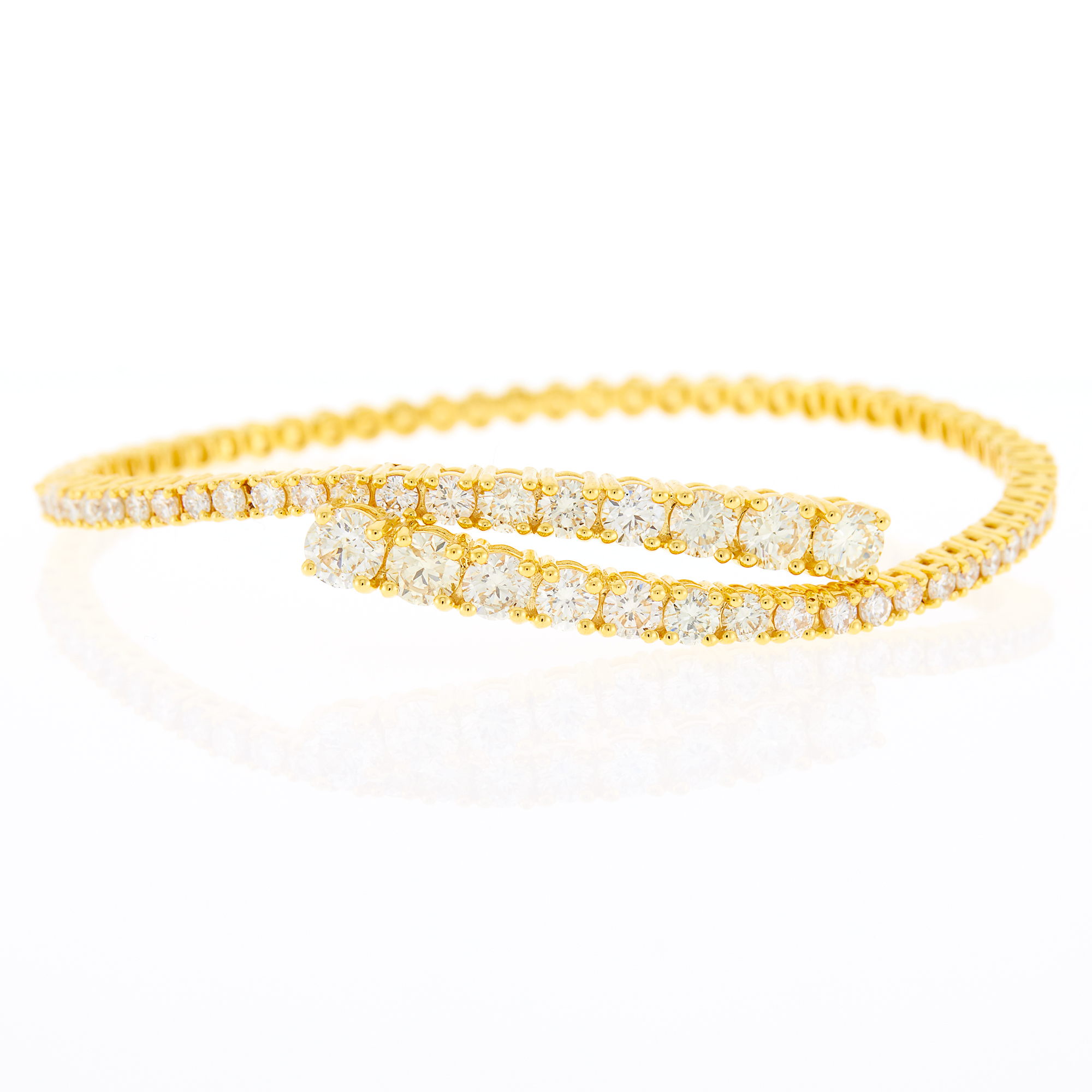 Lot image - Gold and Diamond Crossover Bangle Bracelet