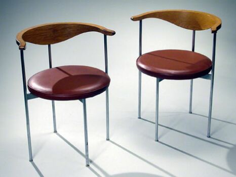 Lot image - Pair of Chrome and Wood 3200