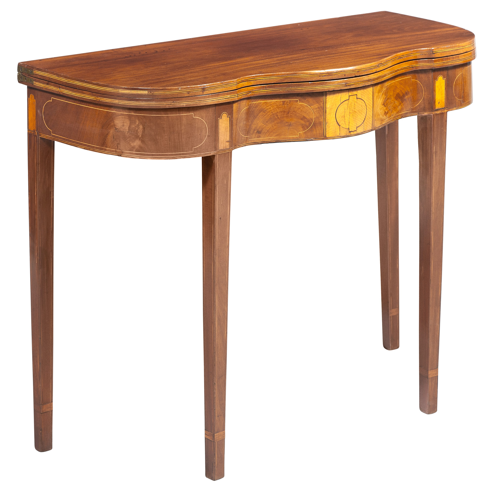 Lot image - Federal Inlaid Mahogany Serpentine Card Table