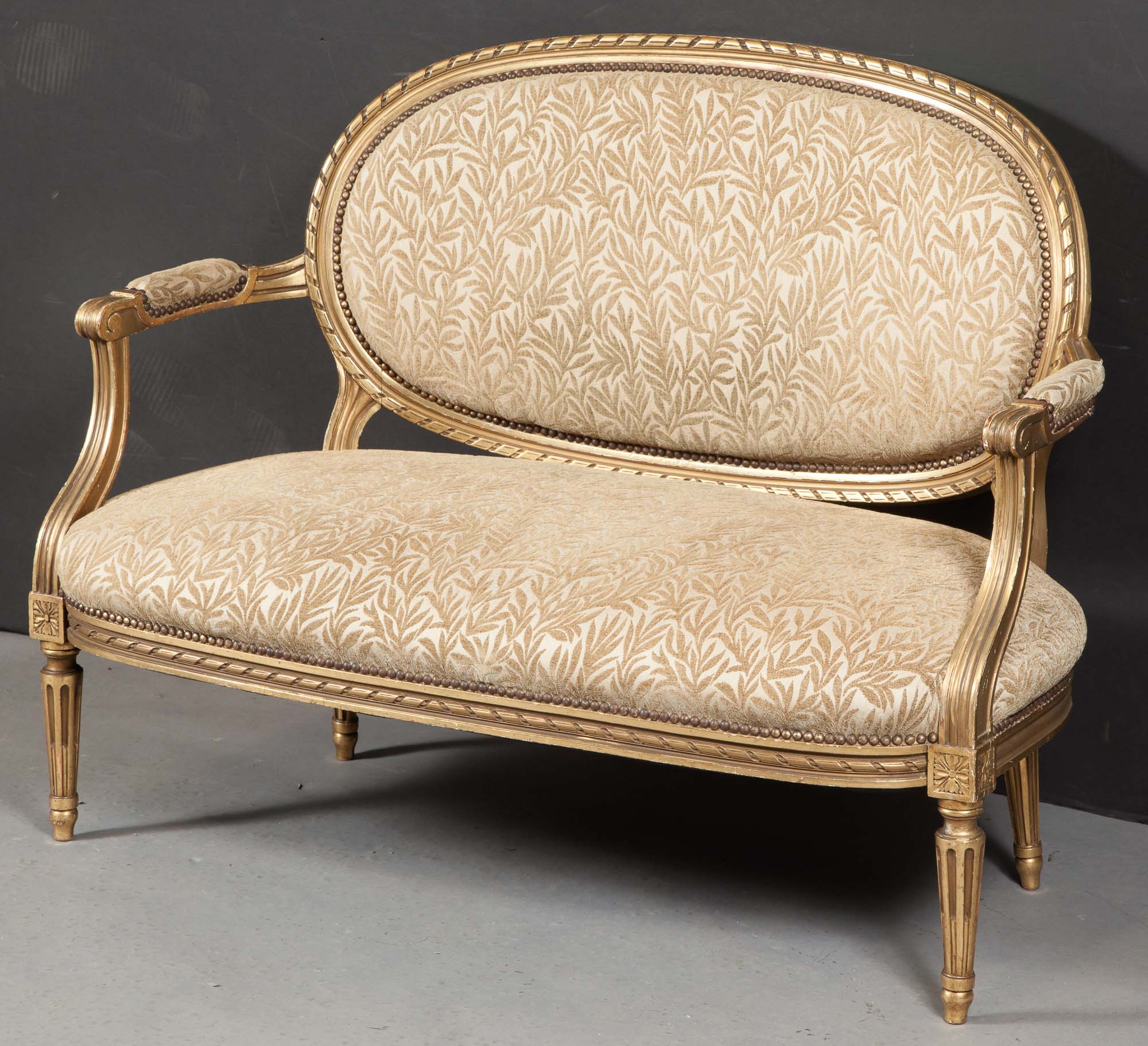 Lot image - Louis XVI Style Giltwood Settee