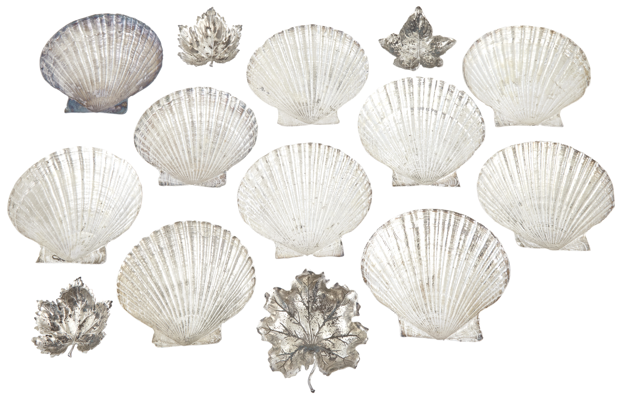 Lot image - Set of Ten Italian Sterling Silver Shell Form Dishes