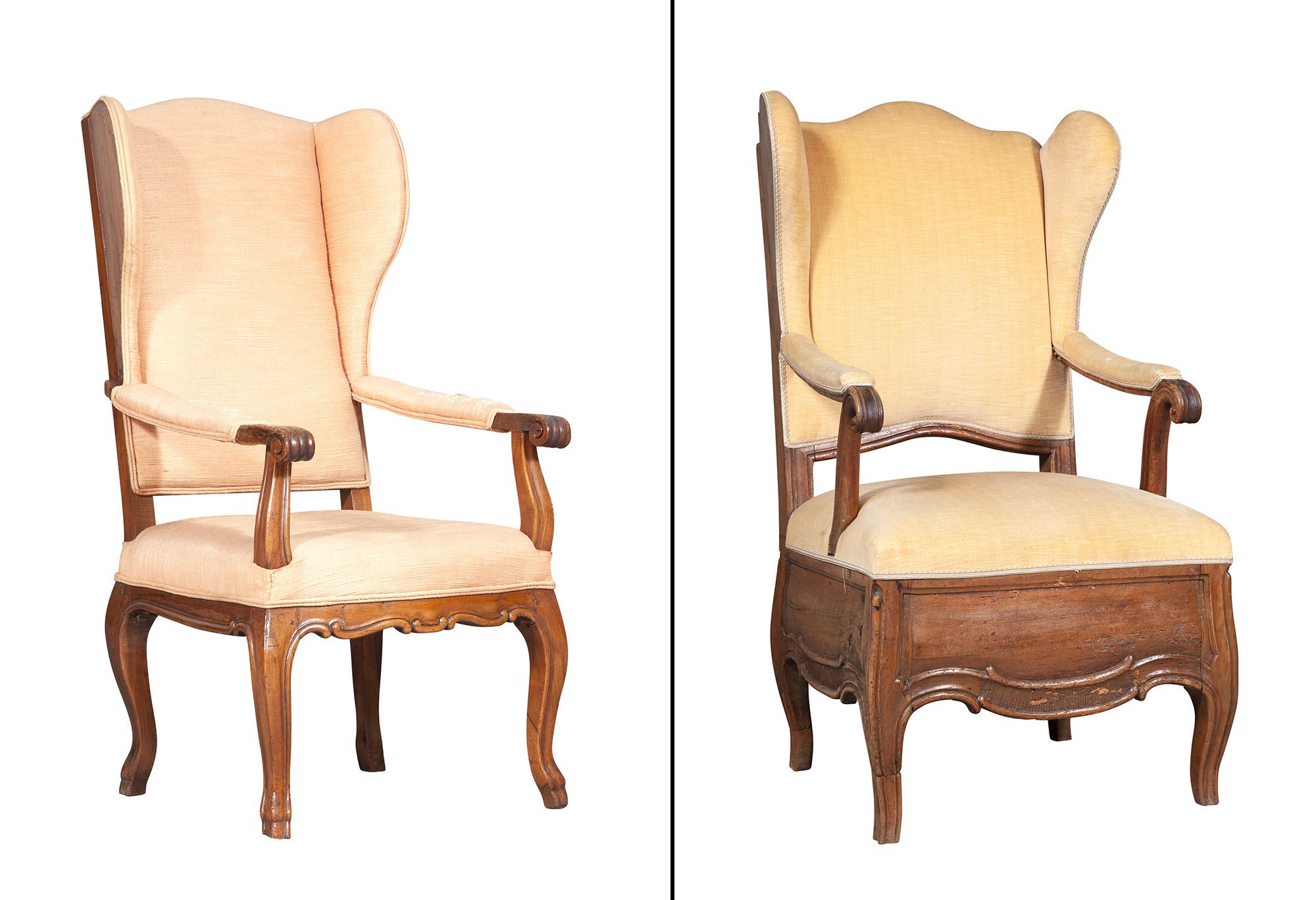 Lot image - Two Similar Louis XV Provincial Walnut Armchairs