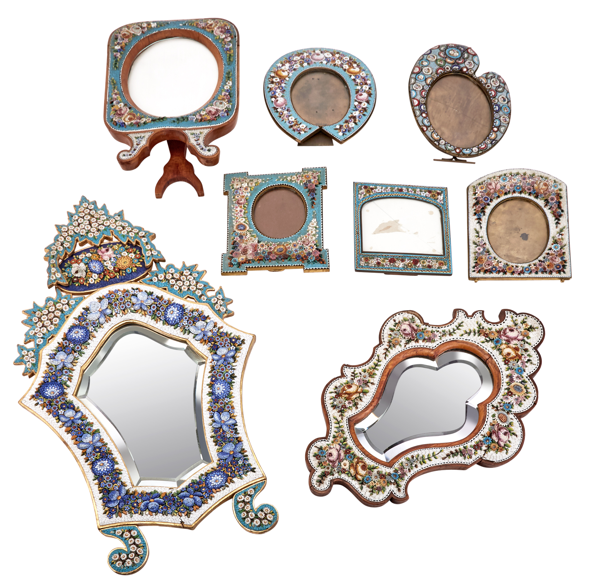 Lot image - Group of Italian Micromosaic Floral Decorated Articles