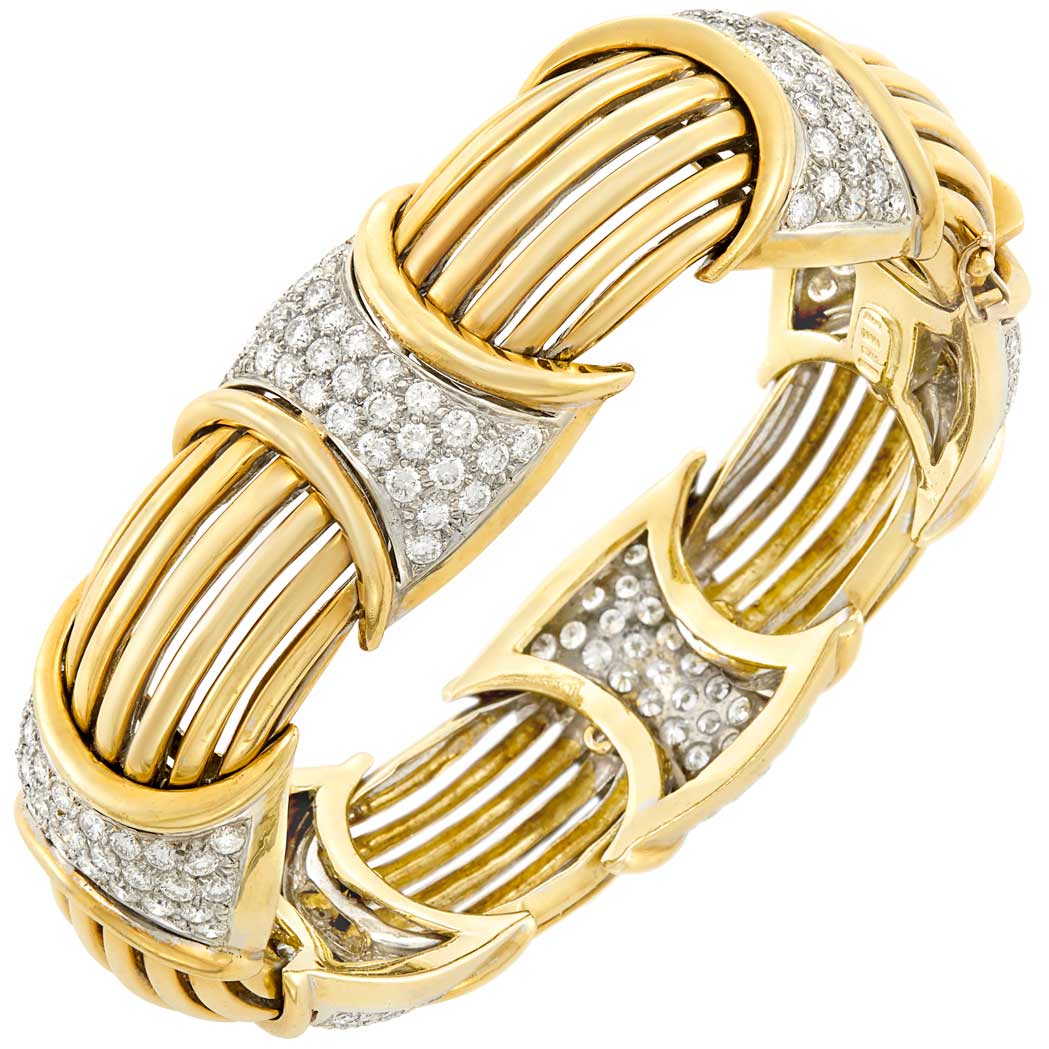 Lot image - Two-Color Gold and Diamond Bracelet