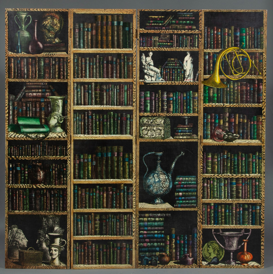 Lot image - Libreria, a Piero Fornasetti (1913-1988) Four-Fold Screen