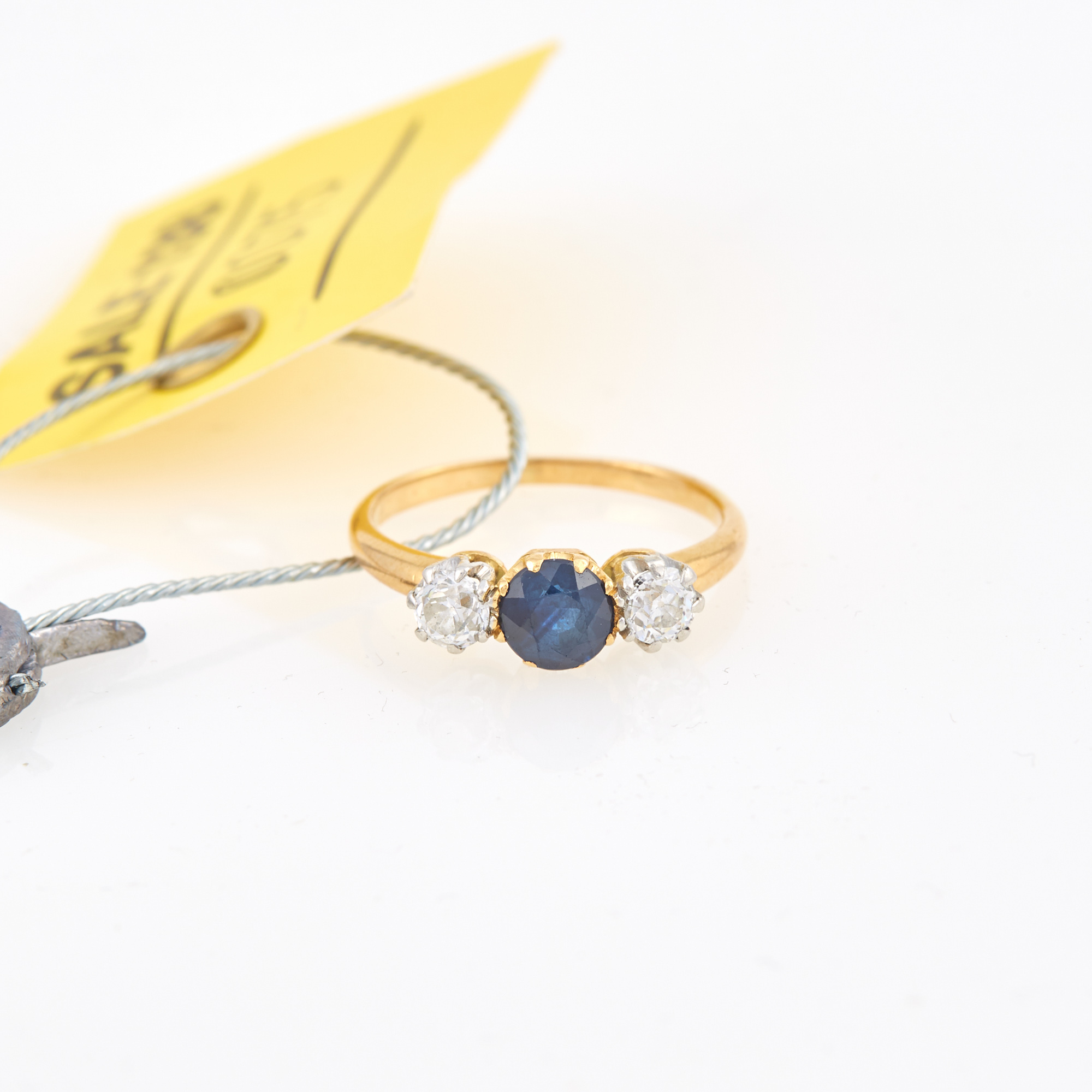 Lot image - Diamond and Stone Ring, 2 diamonds about 0.40 ct., 18K 1 dwt. all