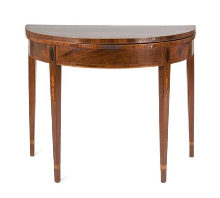 Lot image - Federal Inlaid Mahogany Fold-Over Card Table