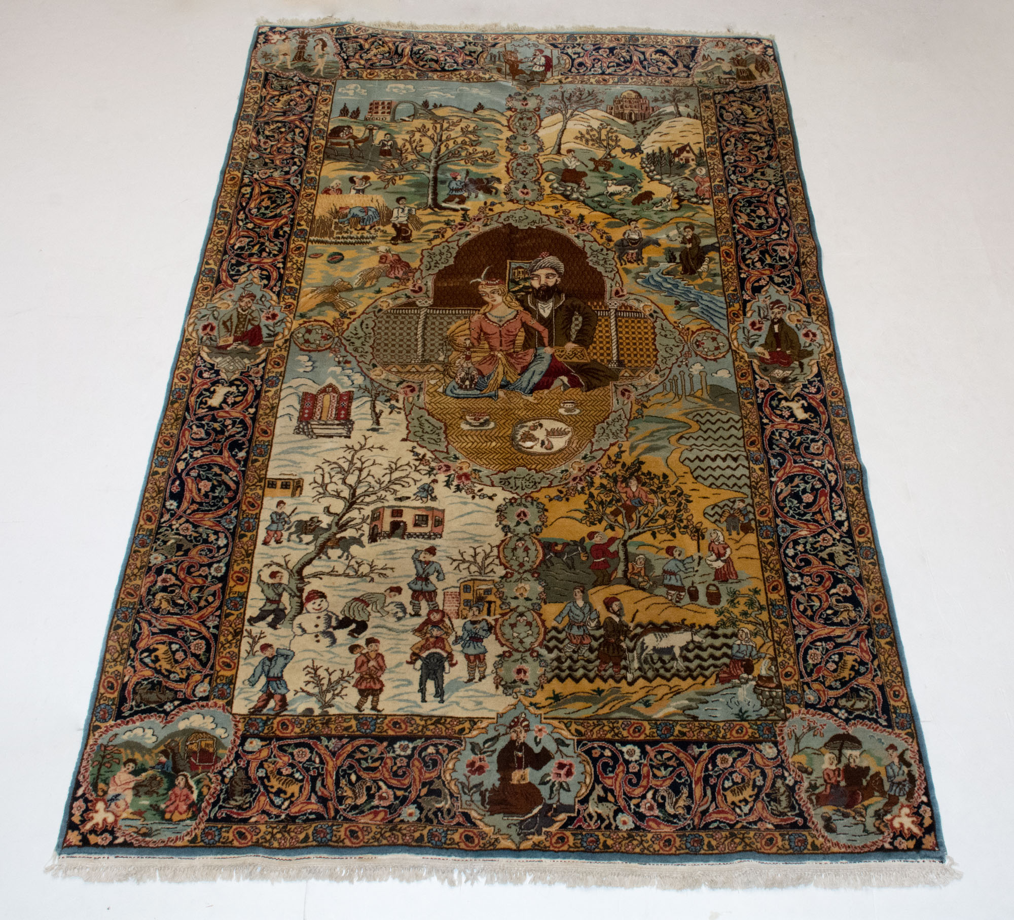 Lot image - Kerman Pictorial Rug