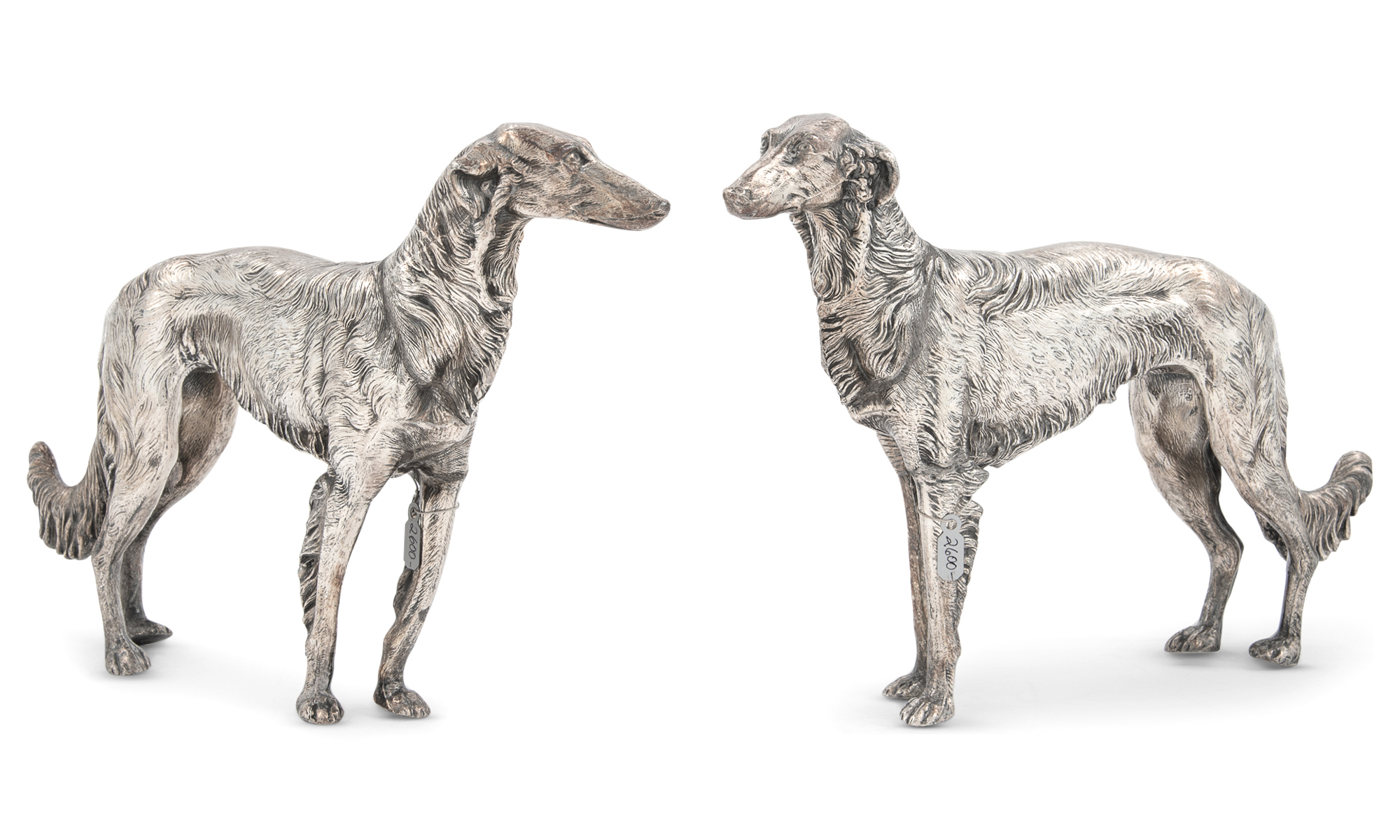 Lot image - Pair of Silver Plated Figures of Greyhounds