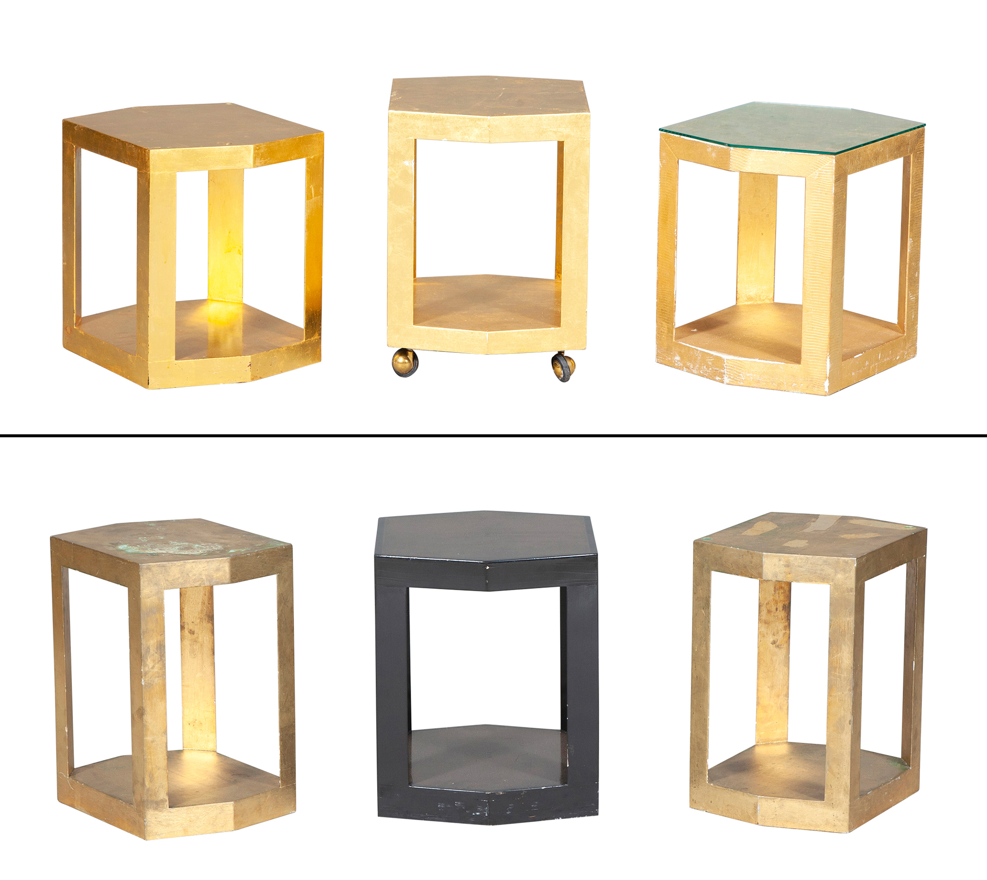 Lot image - Six Karl Springer Style Gold Occasional Tables