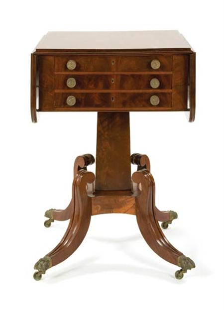 Lot image - Classical Mahogany Drop-Leaf Work Table