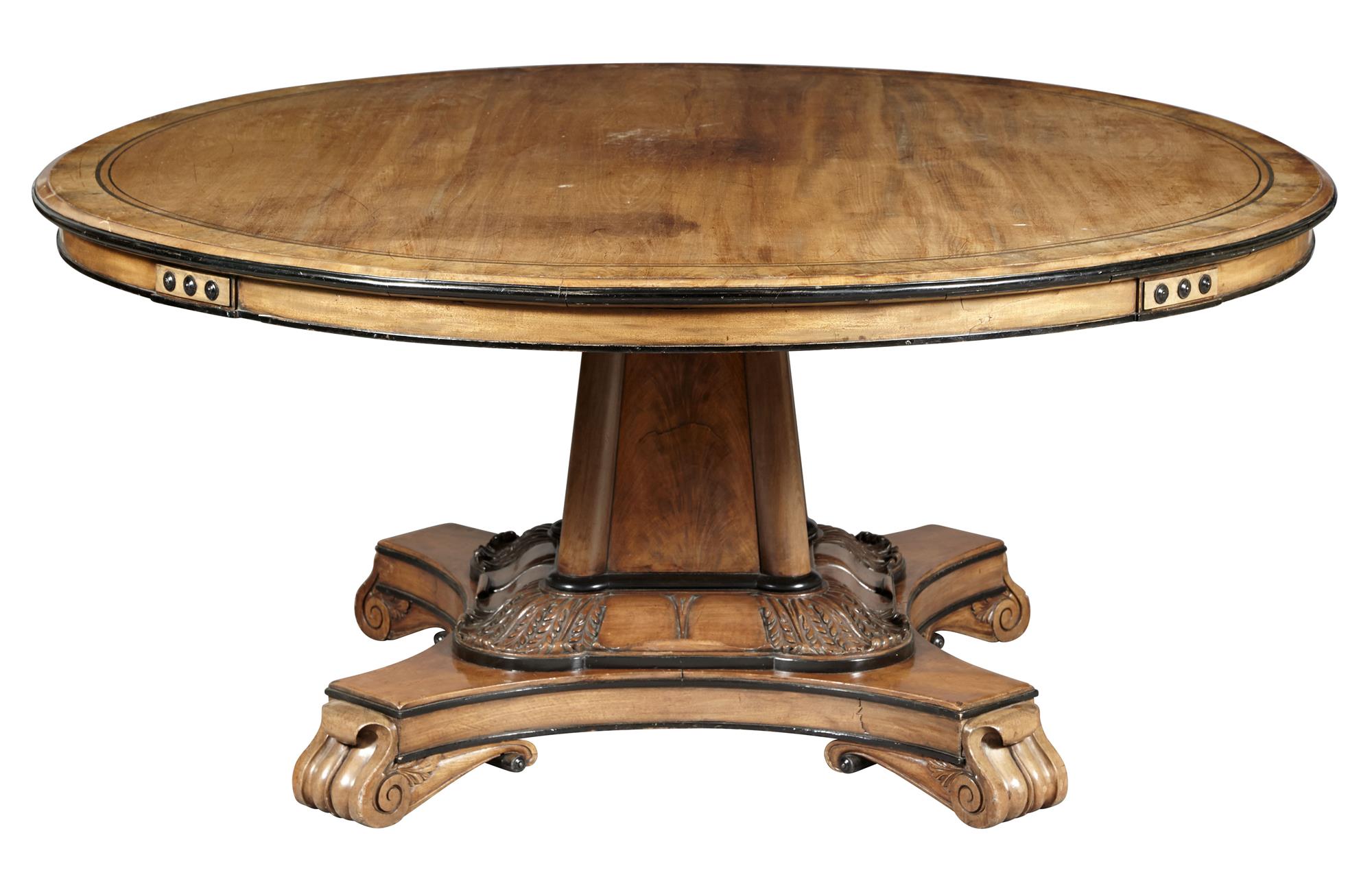 Lot image - George IV Mahogany, Ebony-Inlaid and Part-Ebonized Center Table