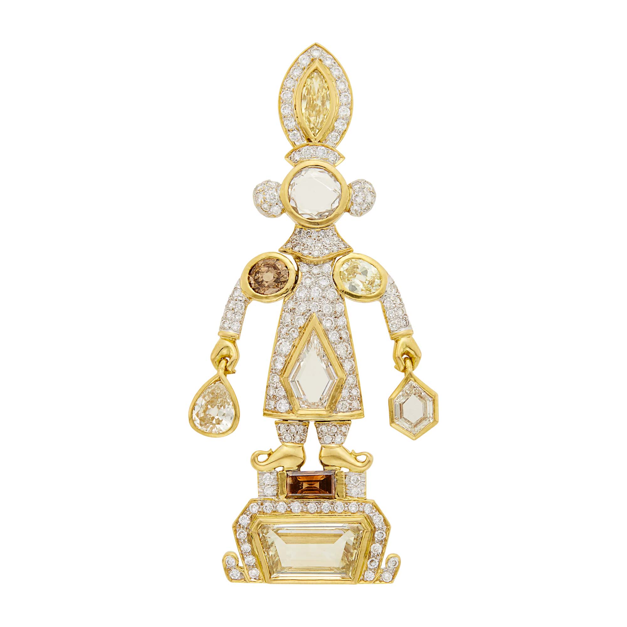 Lot image - Gold, Diamond and Colored Diamond Figural Pendant