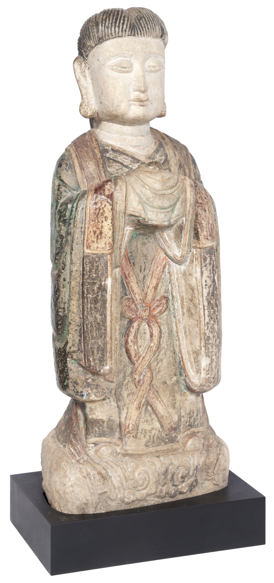 Lot image - A Large Chinese Polychromed White Marble Figure of a Tomb Dignitary