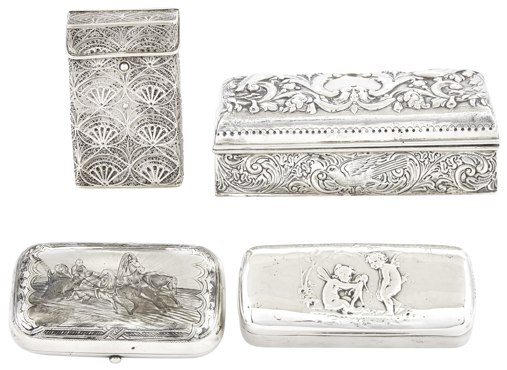 Lot image - Silver Filigree Cigarette Case, Possibly Indian