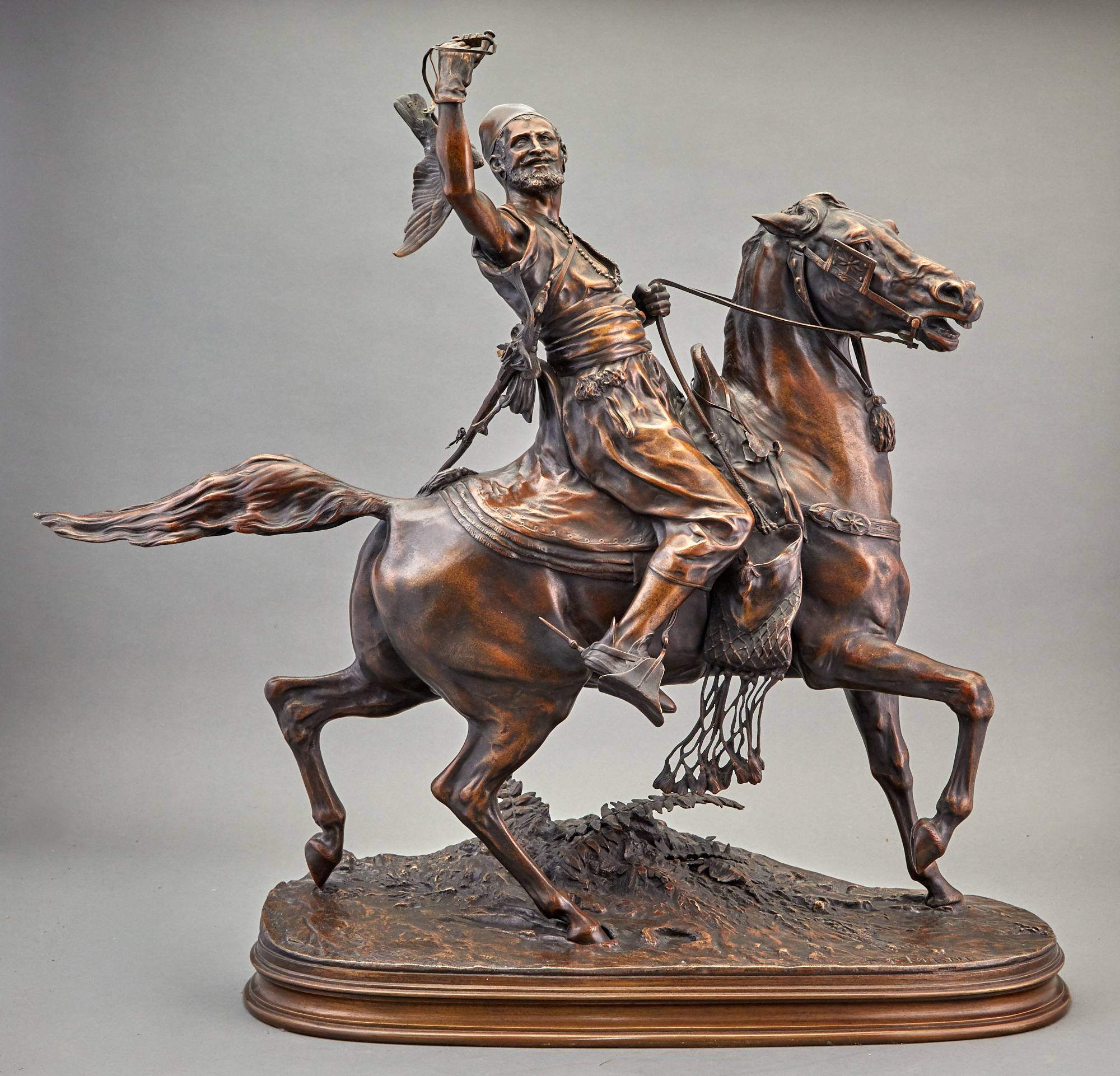 Lot image - Bronze Group of an Arab Falconer