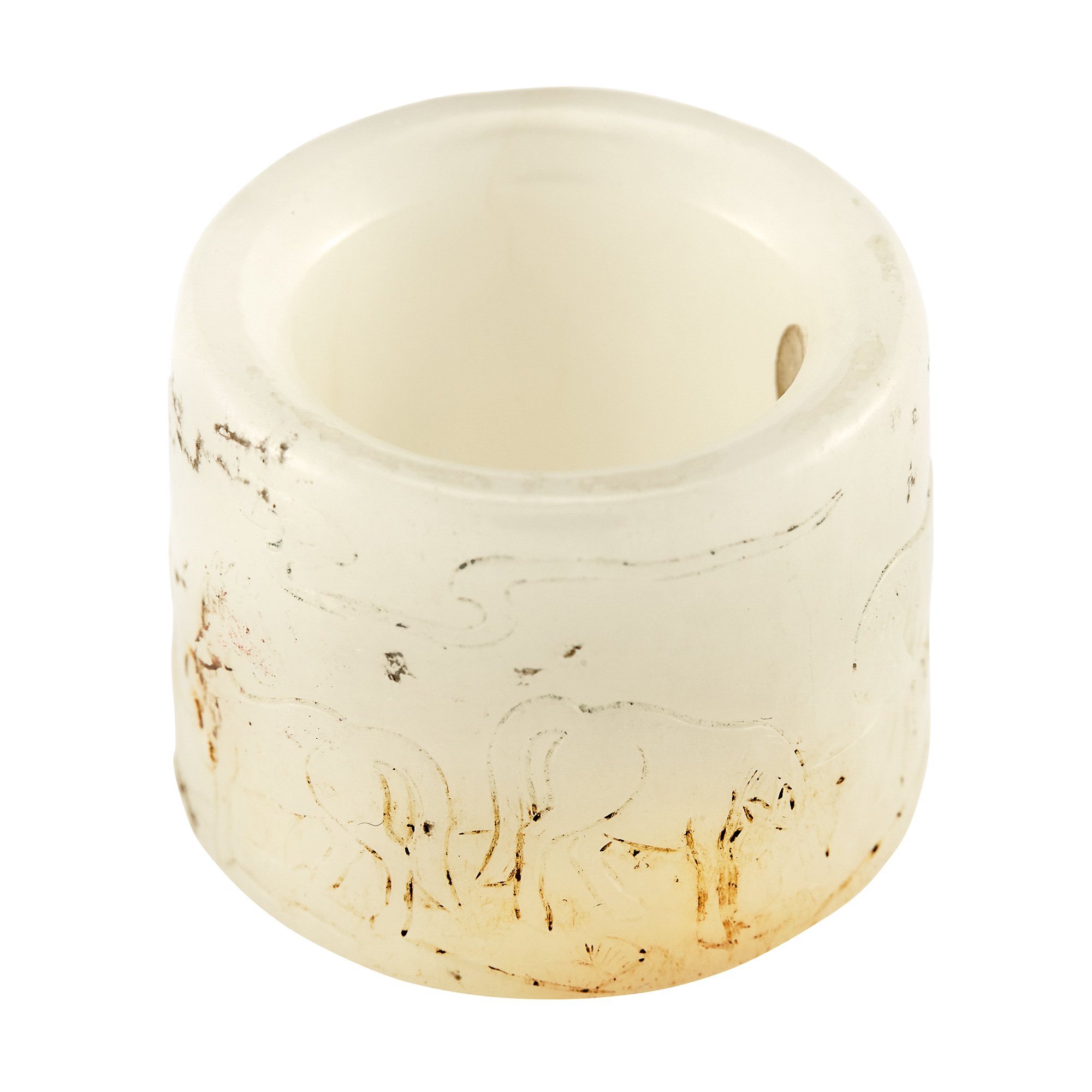 Lot image - Chinese White Jade Archers Ring