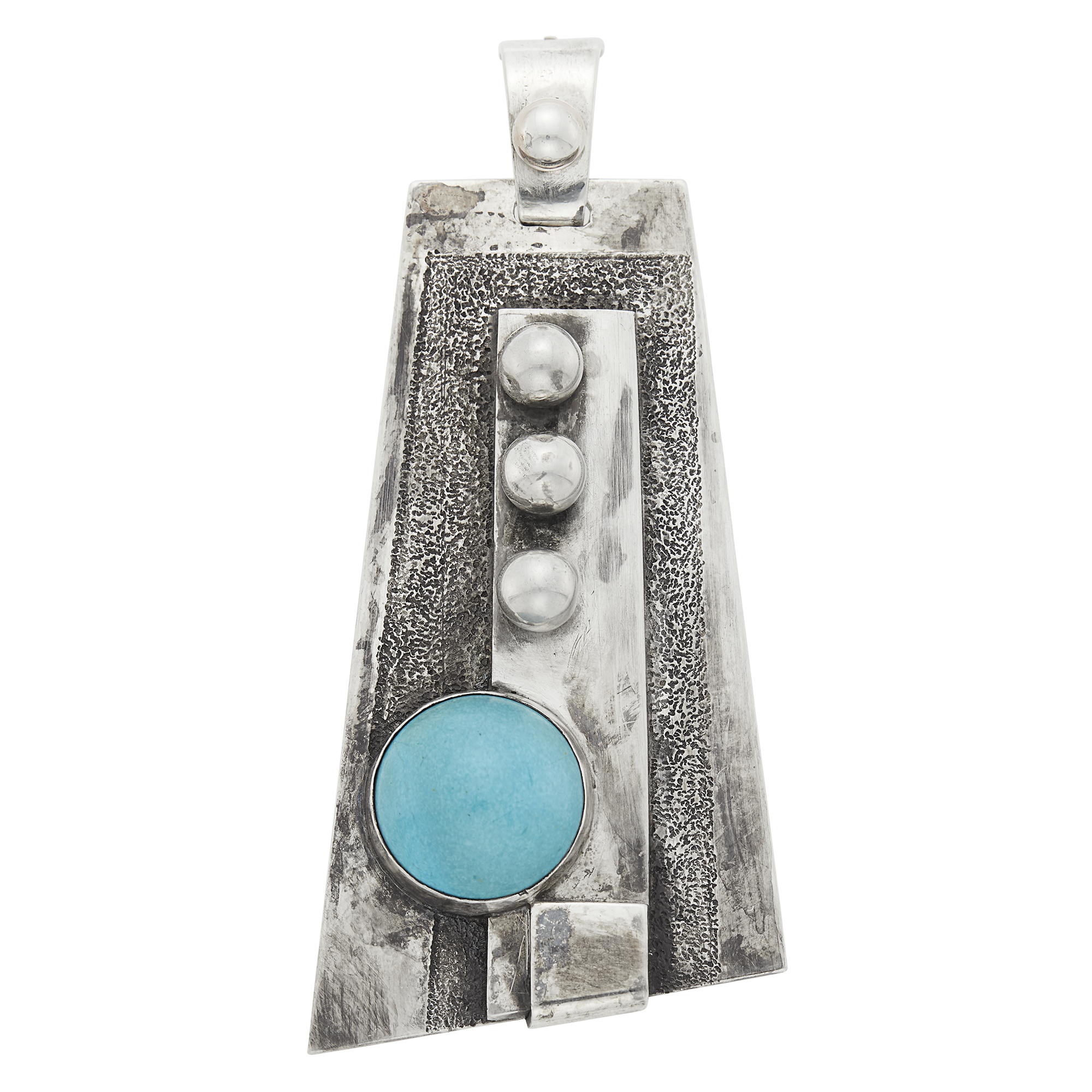 Lot image - Jean Després Silver, Rose Gold-Plated and Turquoise Pendant