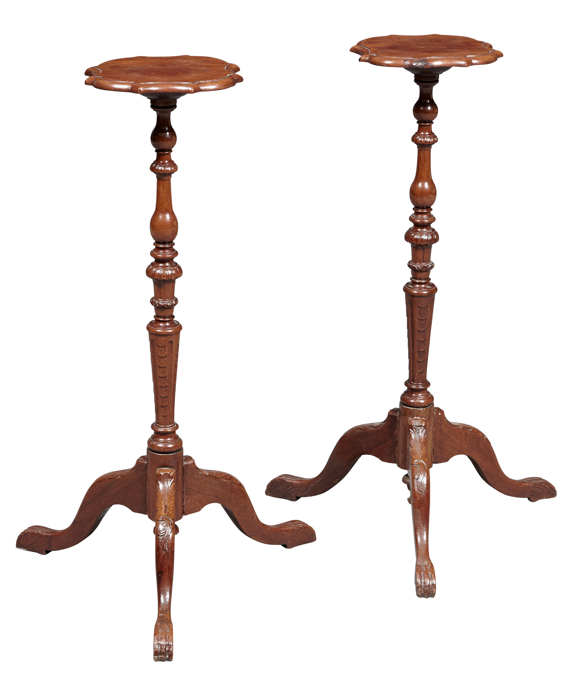 Lot image - Pair of Dutch Colonial Style Hardwood Candlestands
