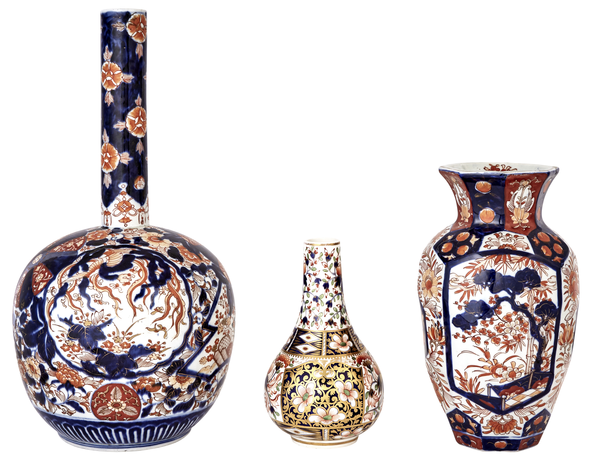 Lot image - Three Imari Porcelain Vases