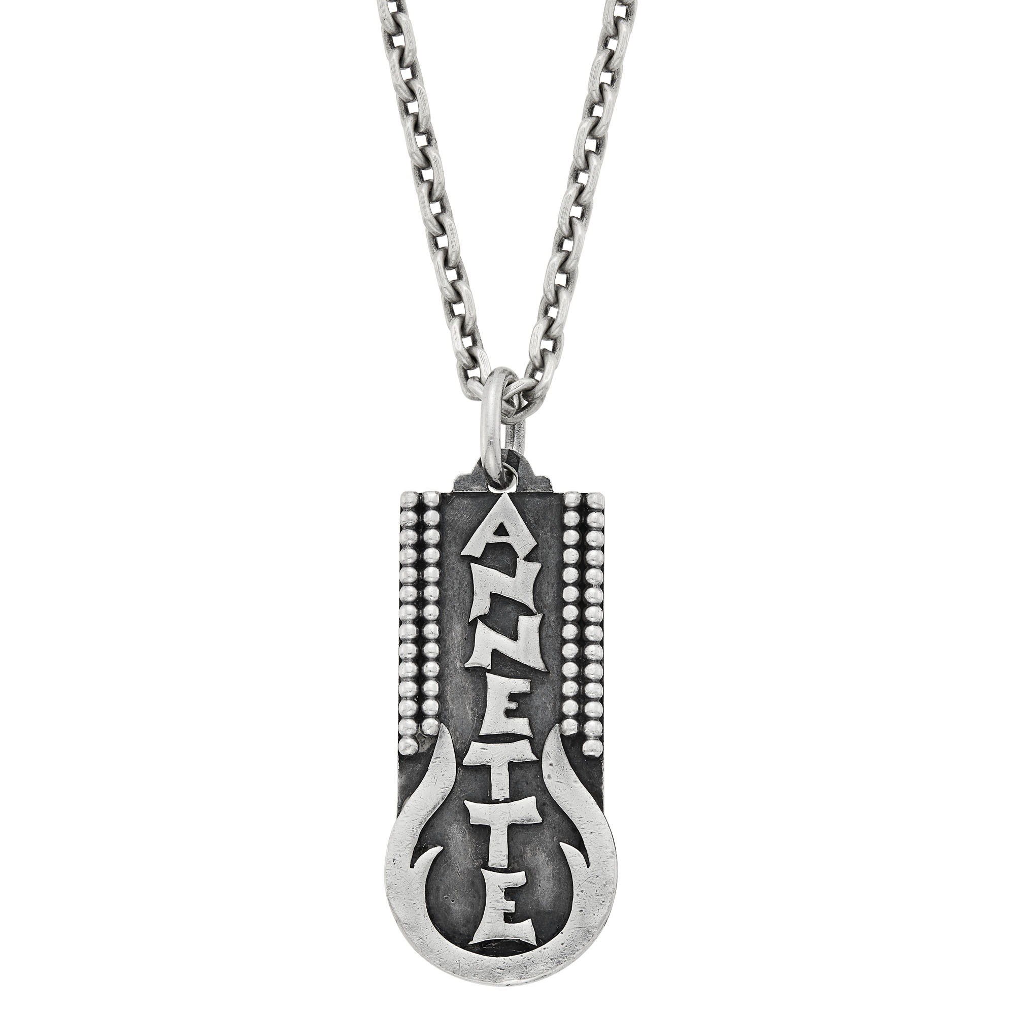 Lot image - Jean Després Silver Annette Pendant with Long Chain Necklace, France