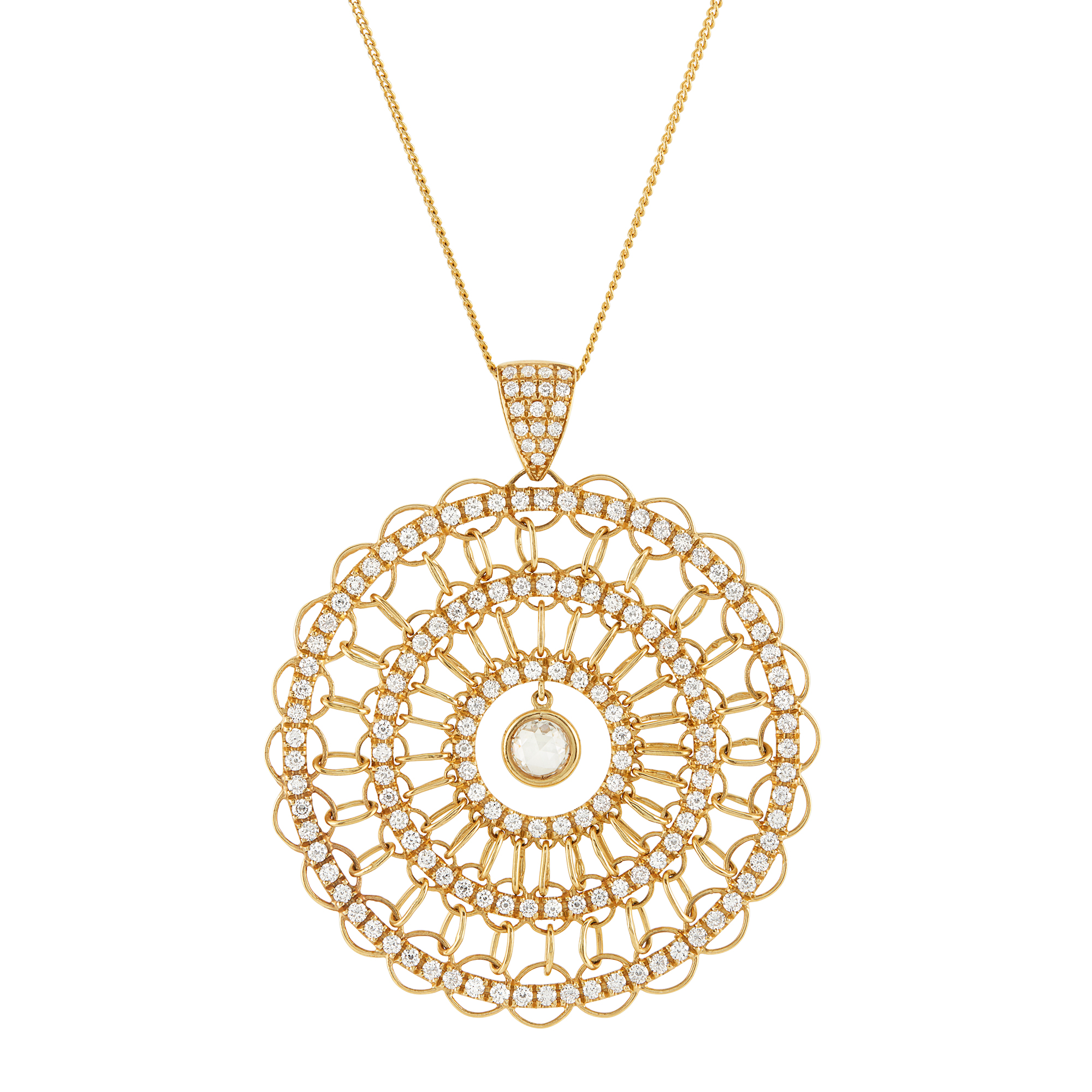 Lot image - Gold and Diamond Pendant with Chain