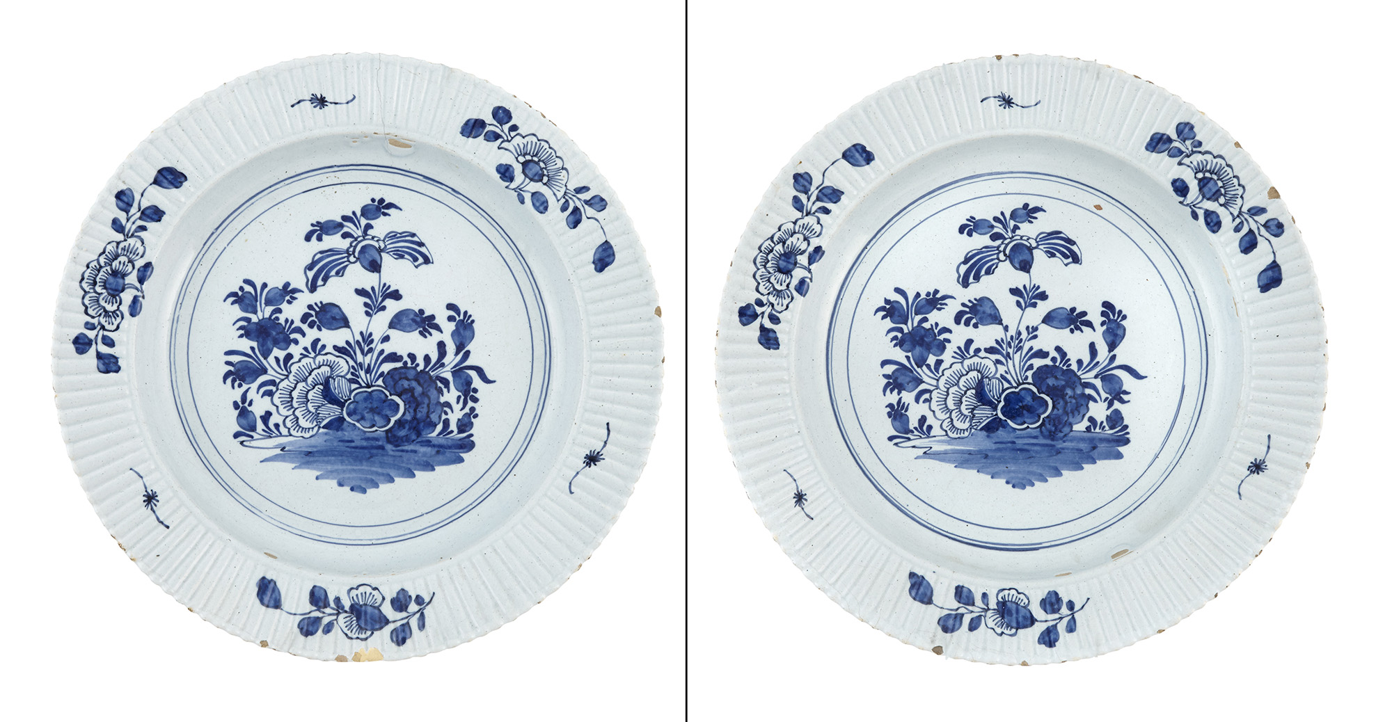 Lot image - Pair of Continental Blue and White Faience Chargers