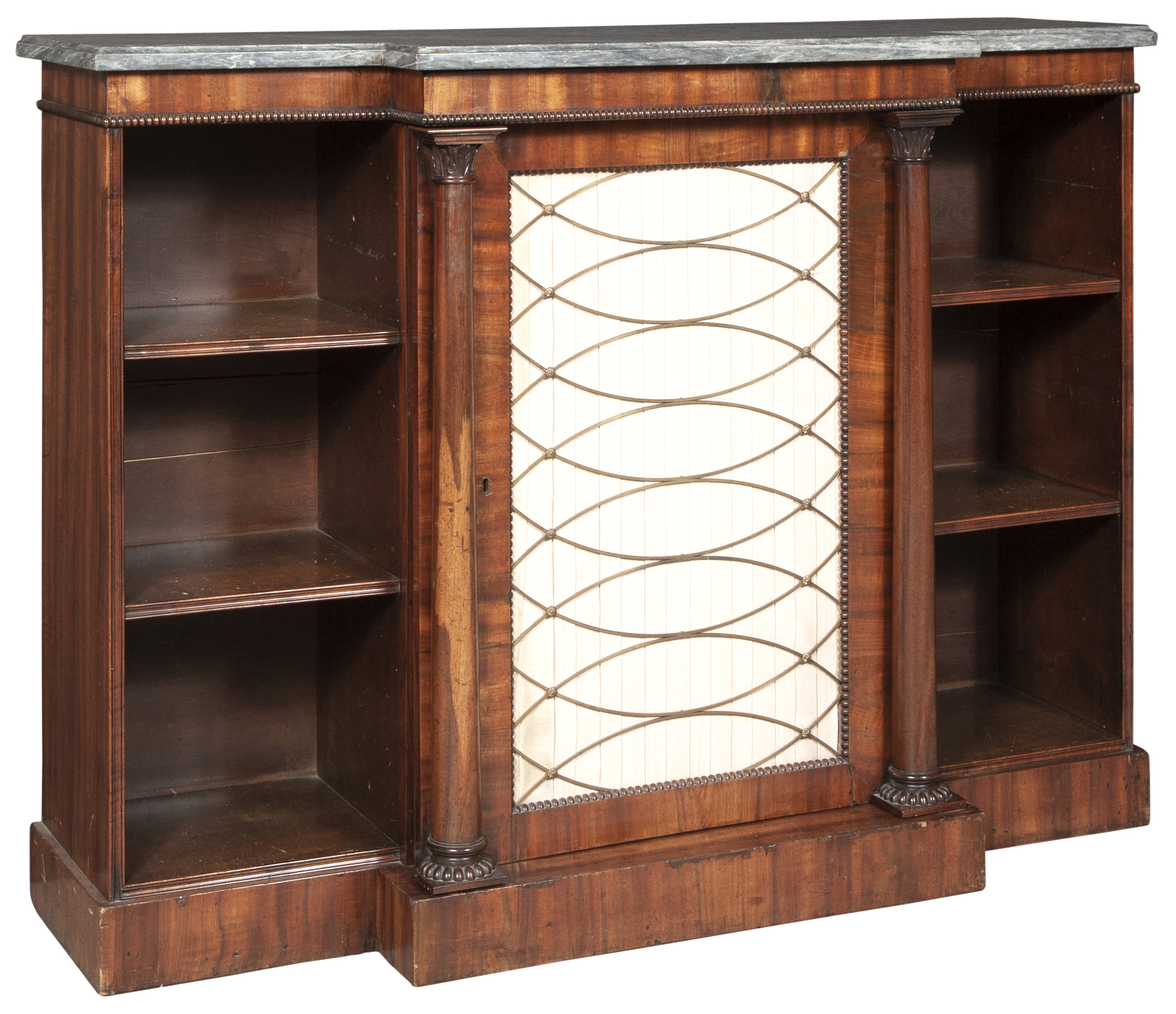 Lot image - George IV Rosewood and Marble Top Breakfront Bookcase/Cabinet