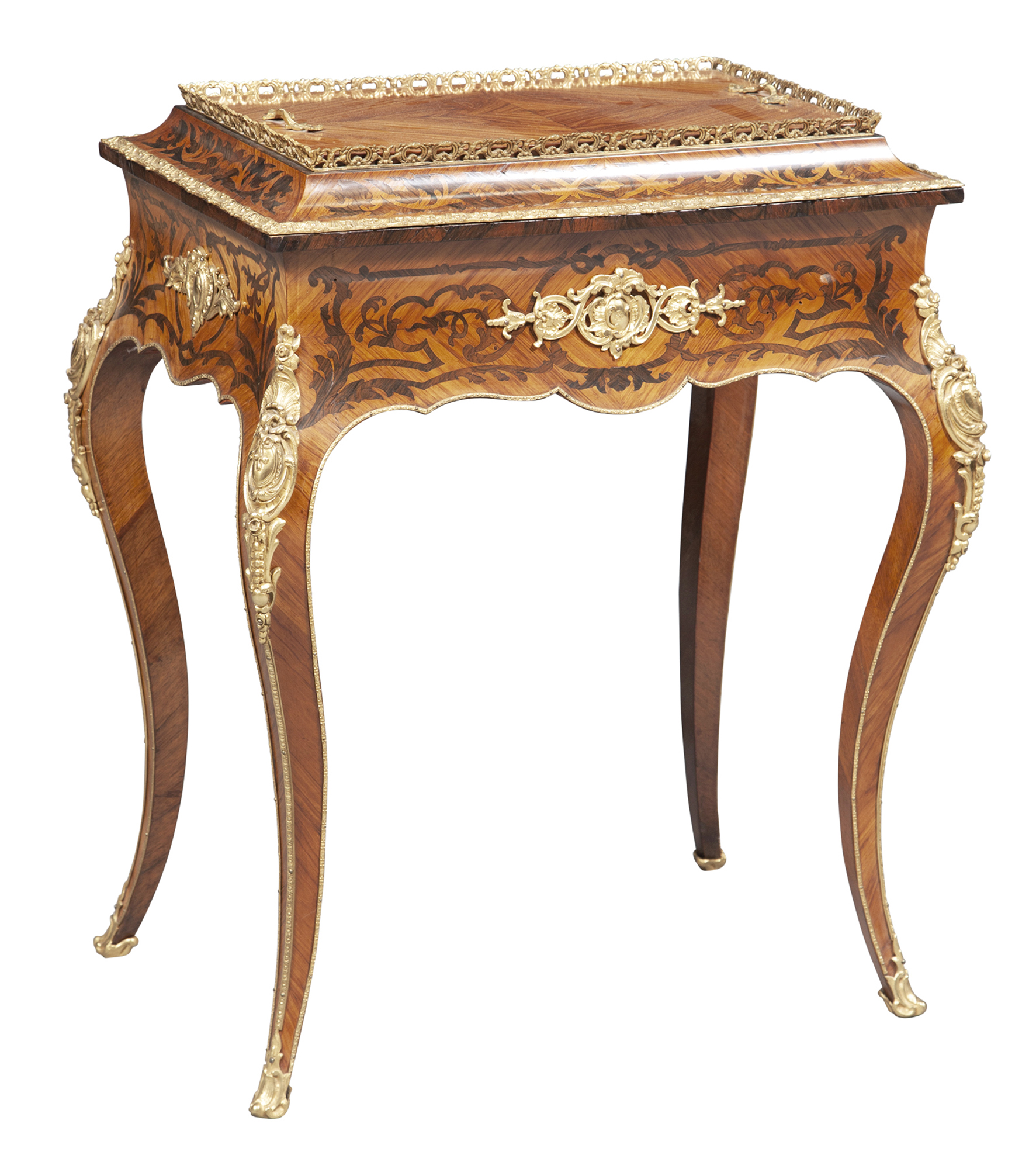 Lot image - Louis XV Style Gilt-Metal Mounted Inlaid Tulipwood Side Table/Jardinière