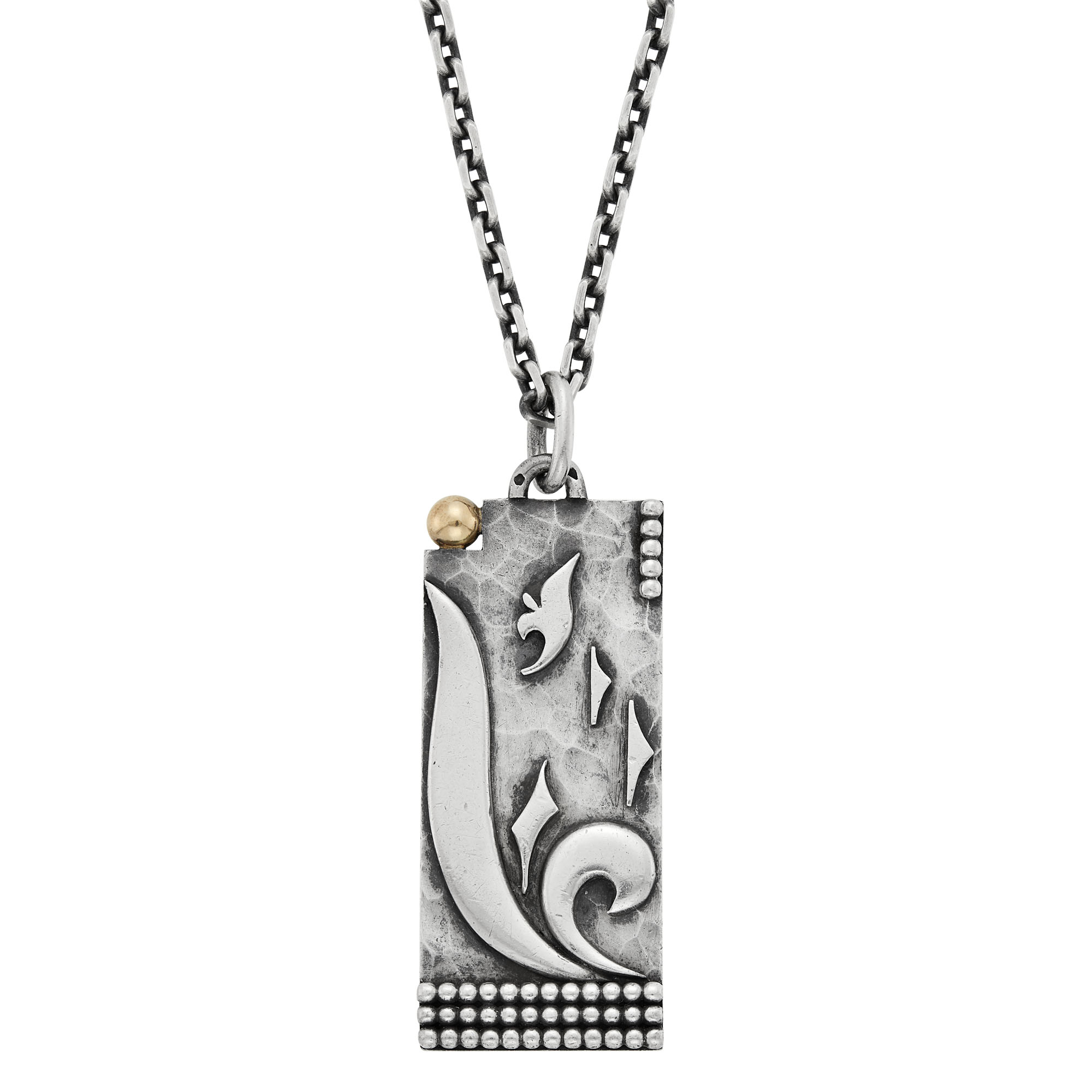 Lot image - Jean Després Silver and Gold Pendant with Long Chain Necklace, France