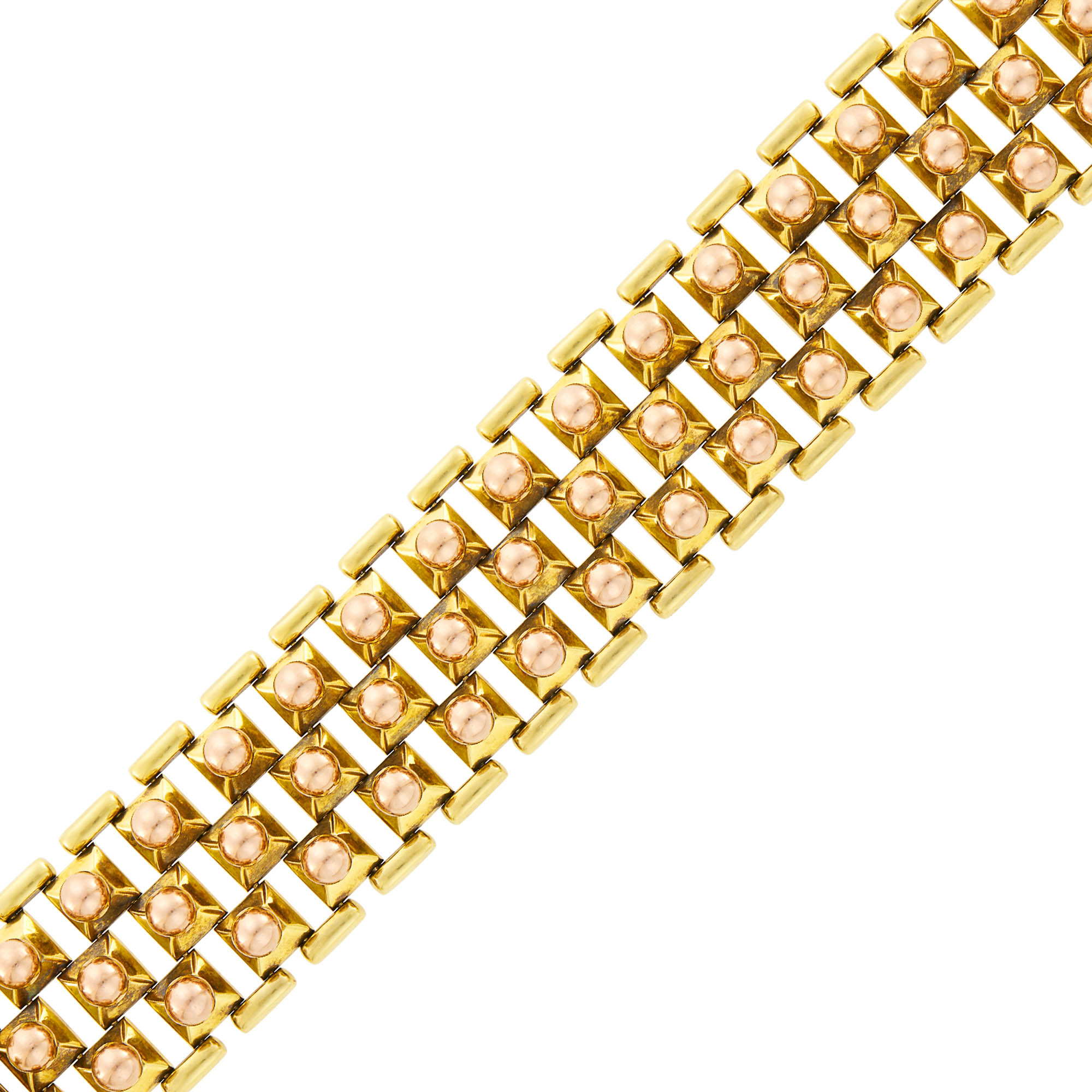 Lot image - Wide Two-Color Gold Bracelet