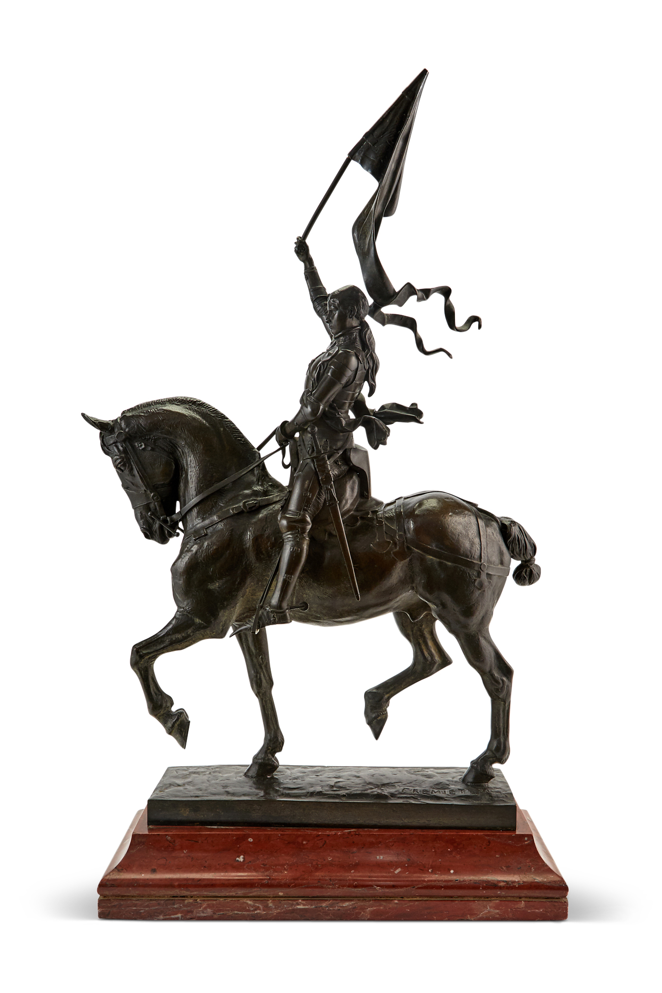 Lot image - Emmanuel Fremiet Bronze Figure of Joan of Arc on Horseback