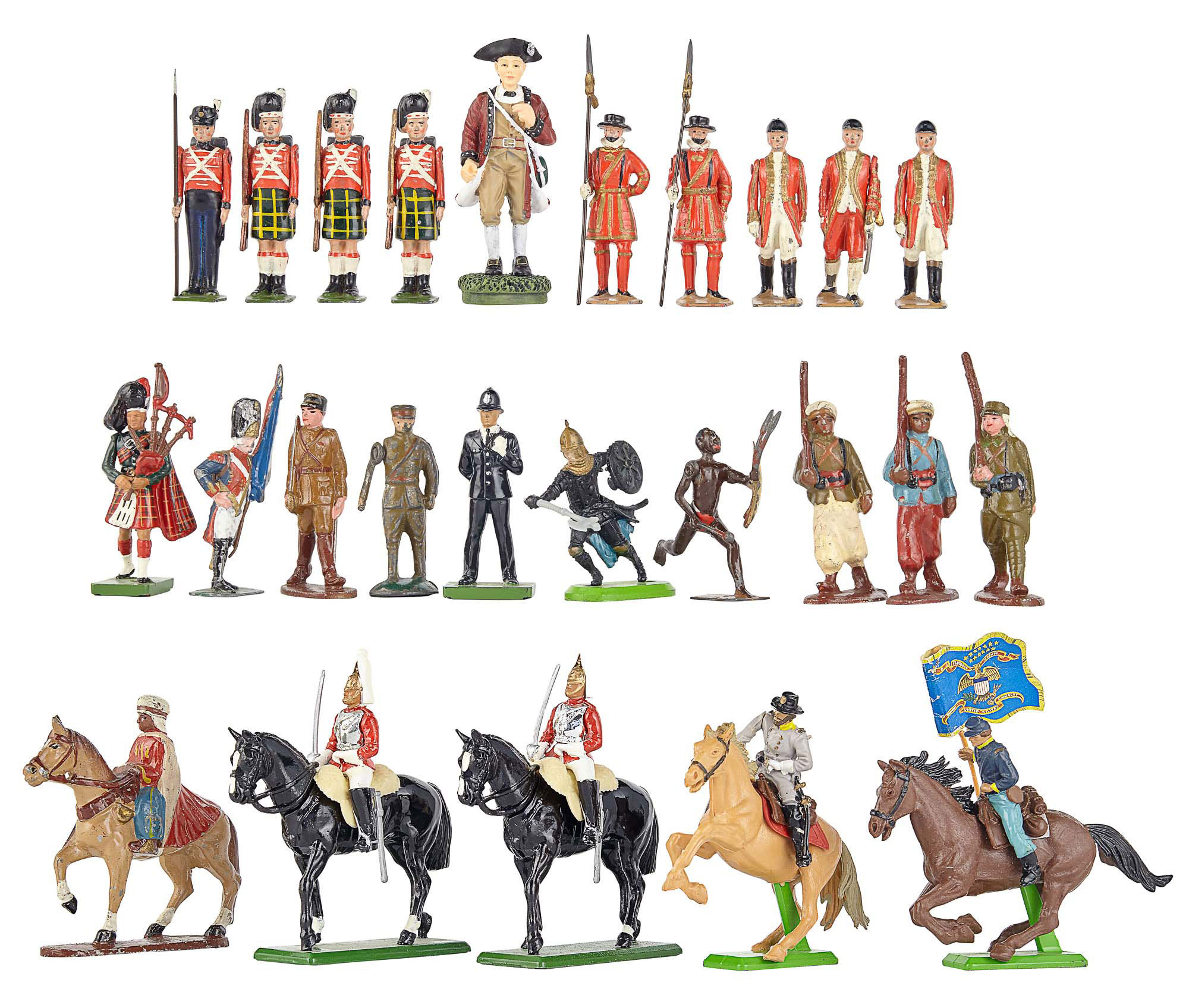 Lot image - Mixed Group of Metal Toy Soldiers and Figures