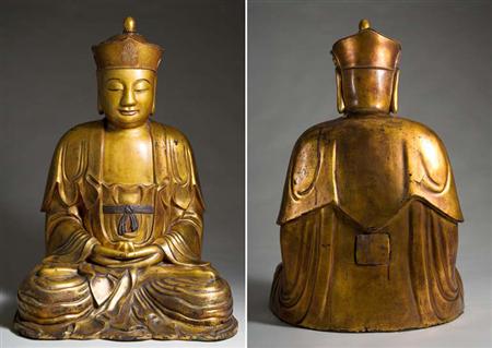 Lot image - Chinese Gilt-Lacquer Figure of Buddha