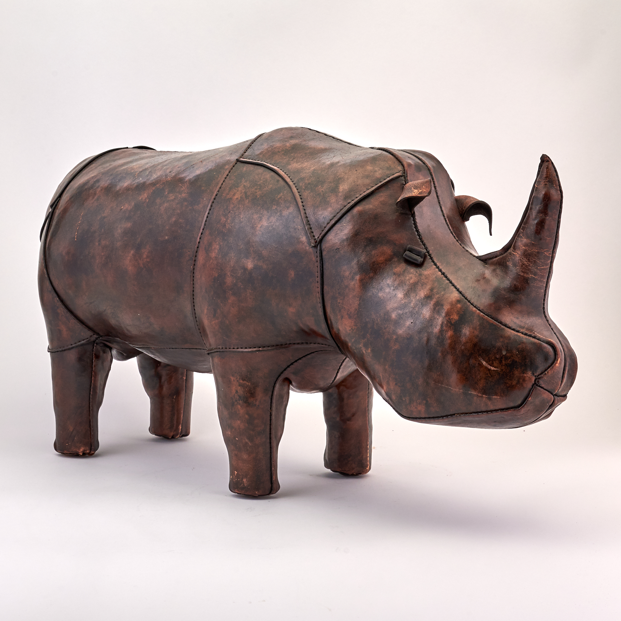 Lot image - Leather Rhinocerous Foot Stool