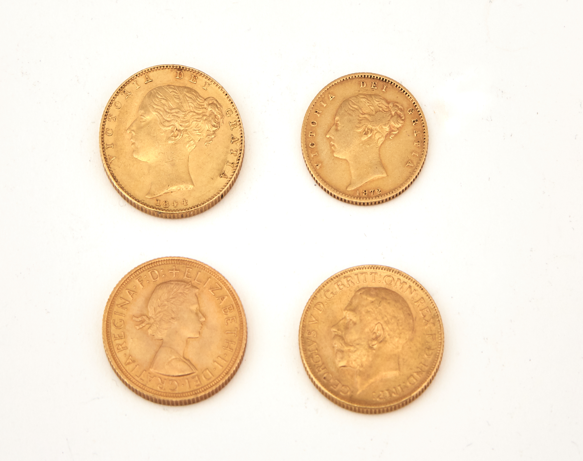 Lot image - Great Britain Gold Coins Three Sovereigns and One Half Sovereign