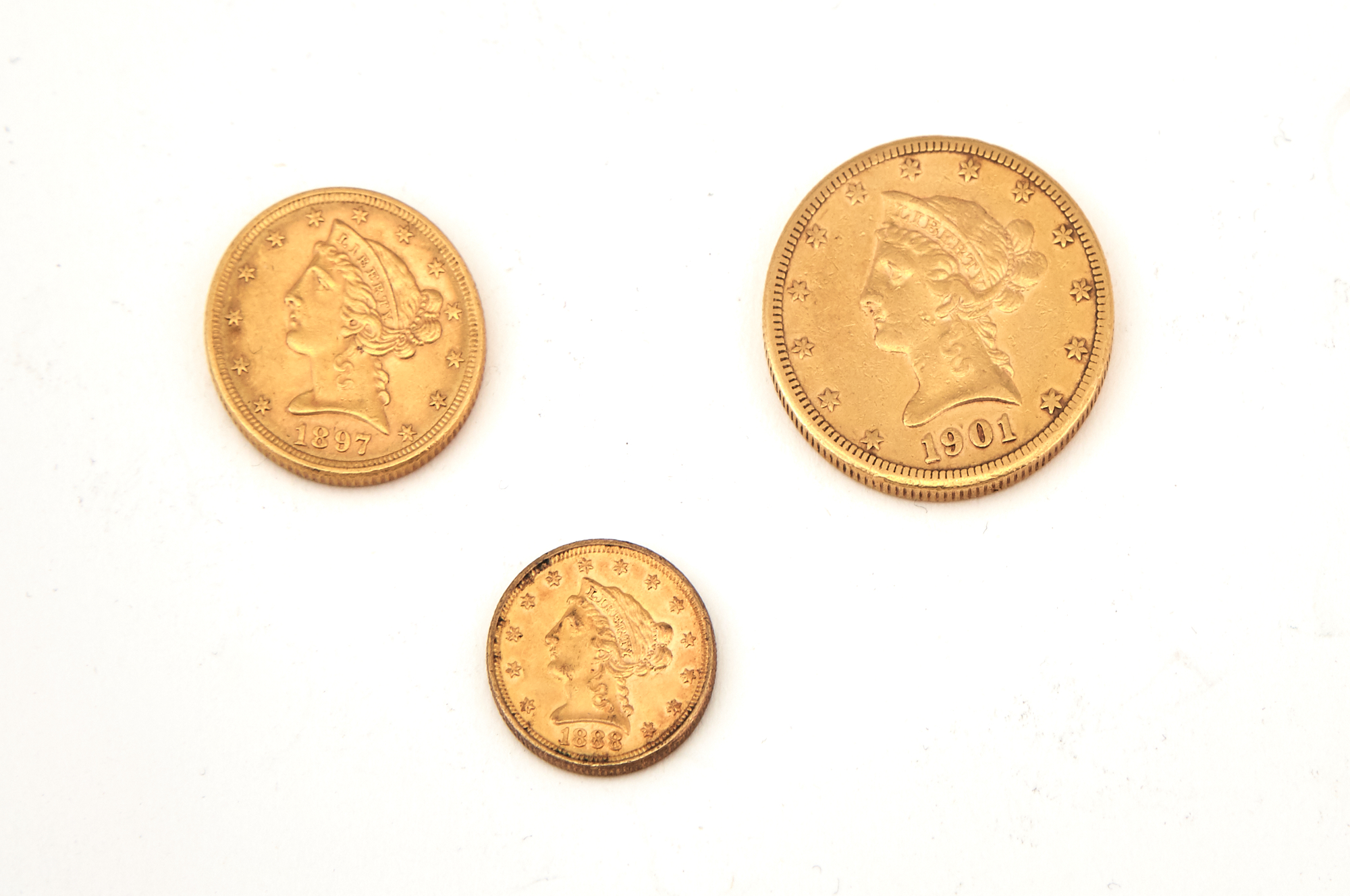 Lot image - United States Gold Coins $10, $5, and $2 1/2