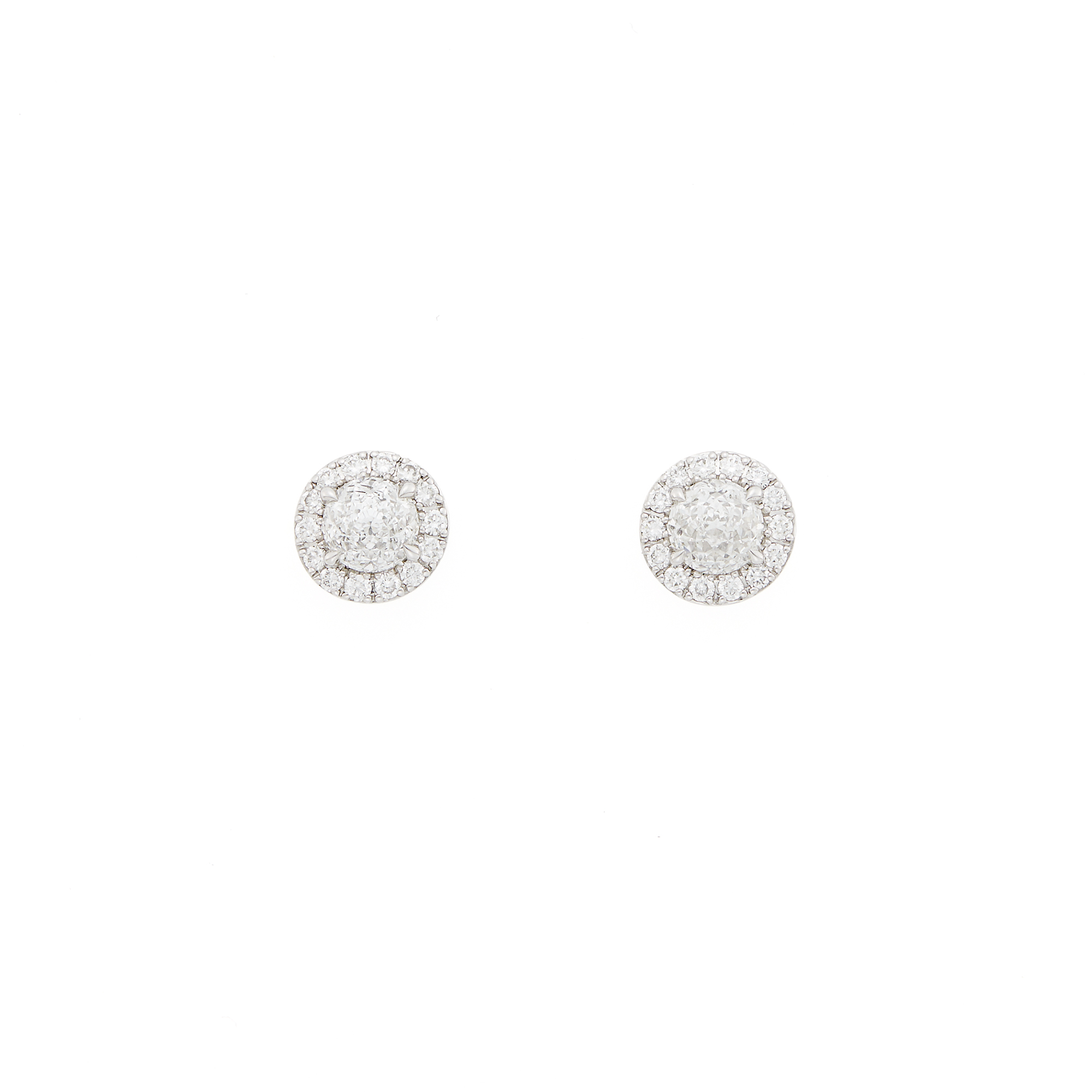 Lot image - Pair of White Gold and Diamond Earrings