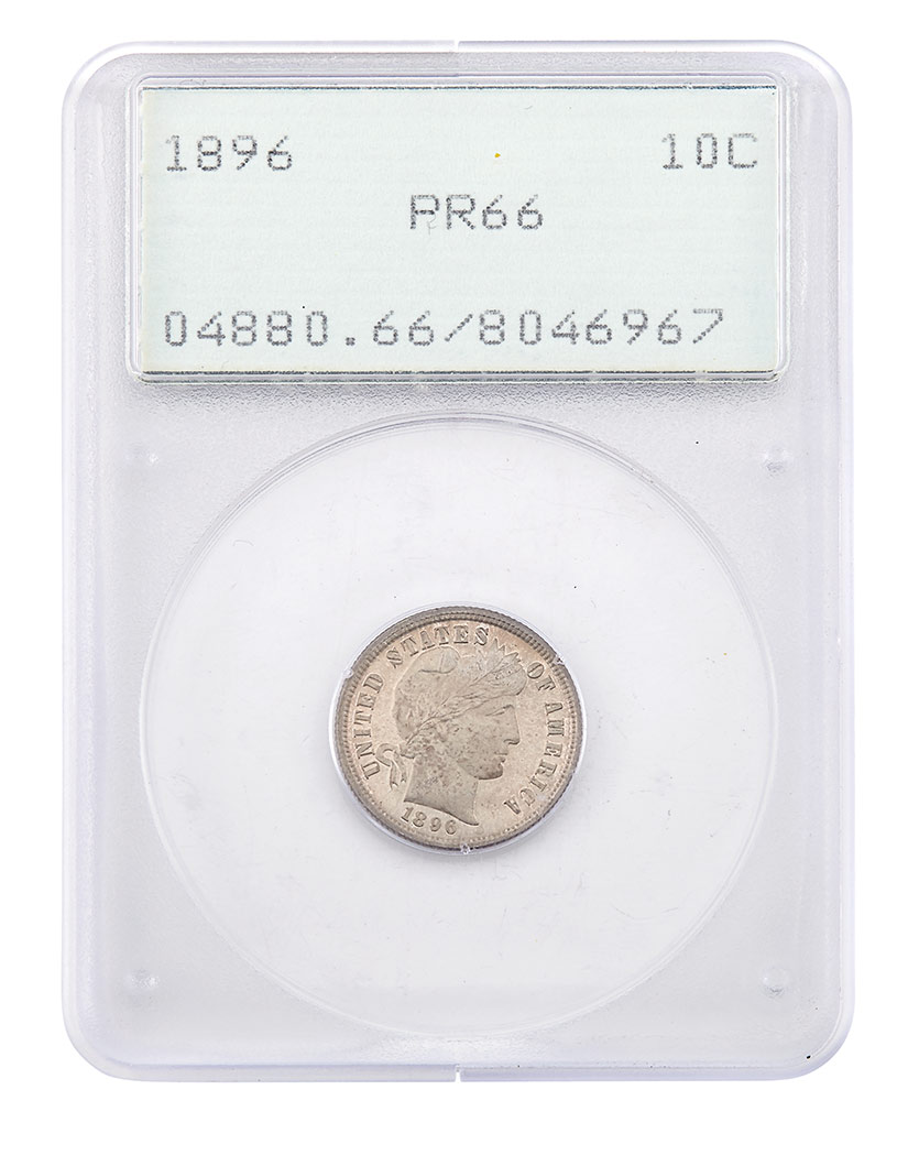 Lot image - United States 1896 Barber Dime Proof 66