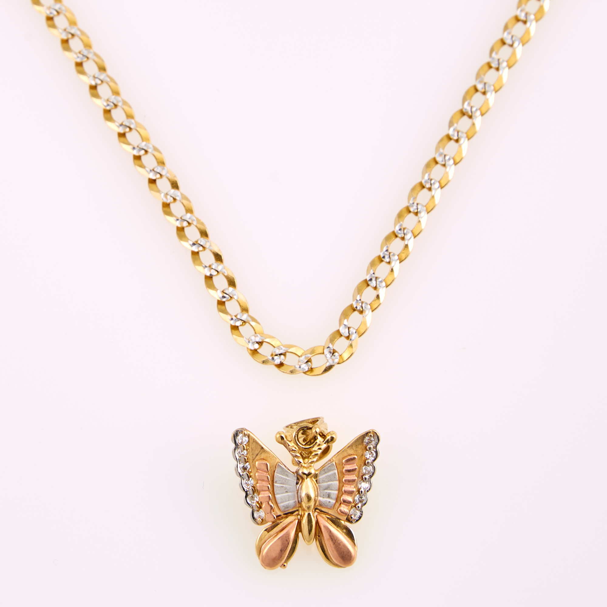 Lot image - Gold and Stone Pendant and Neck Chain, 14K 9 dwt. all