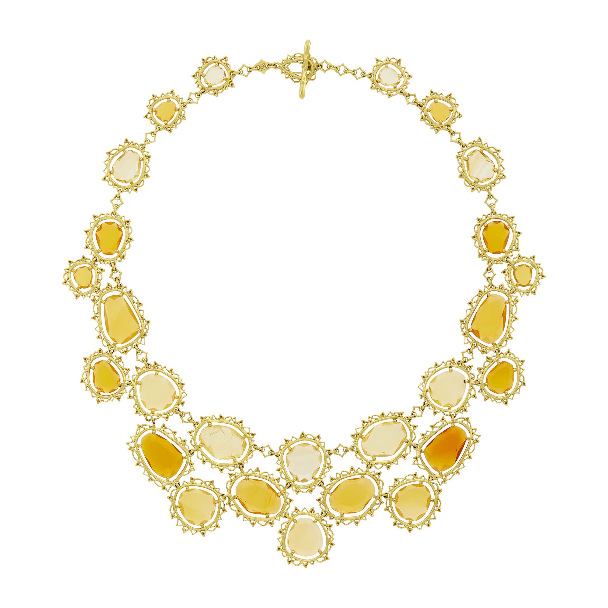 Lot image - Paul Morelli Gold, Multicolored Citrine and Diamond Bib Necklace