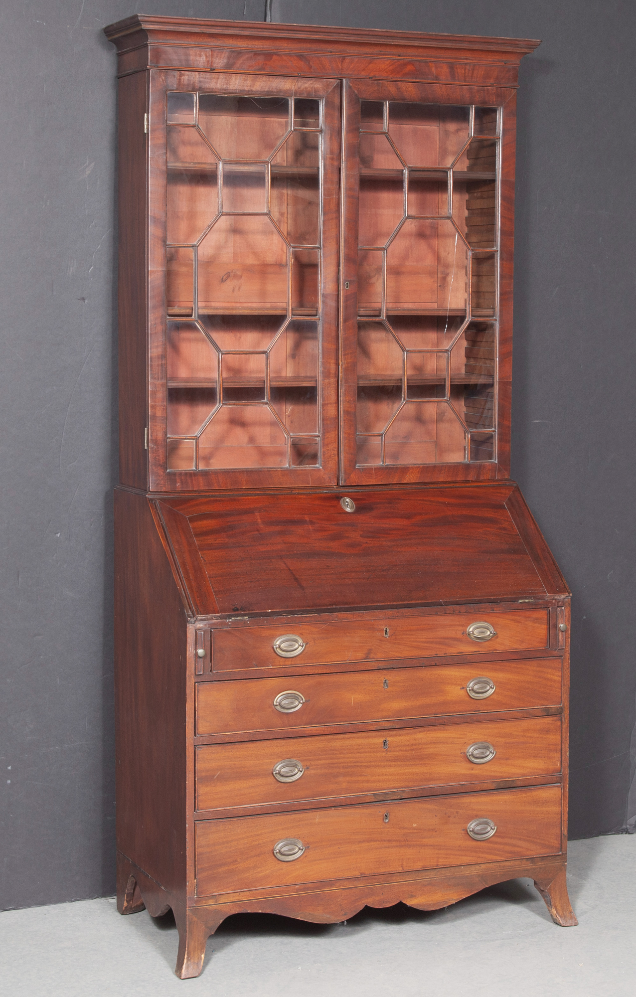 Lot image - George III Mahogany Bureau Bookcase