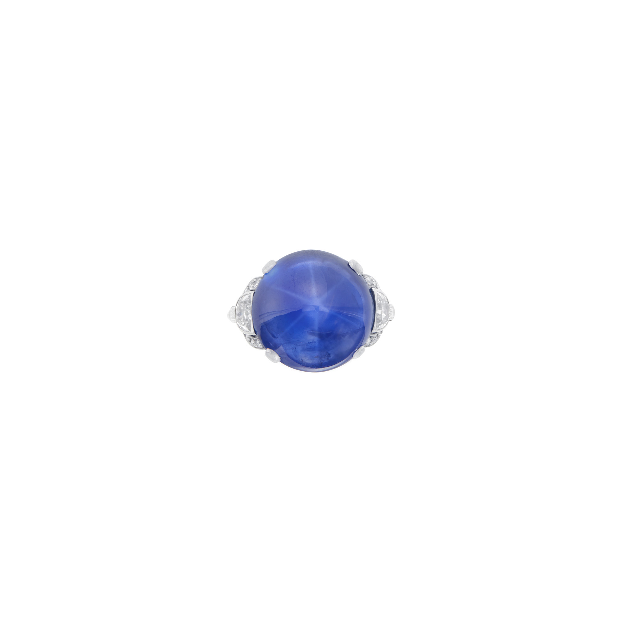 Lot image - Marcus & Co. Platinum, Star Sapphire and Diamond Ring