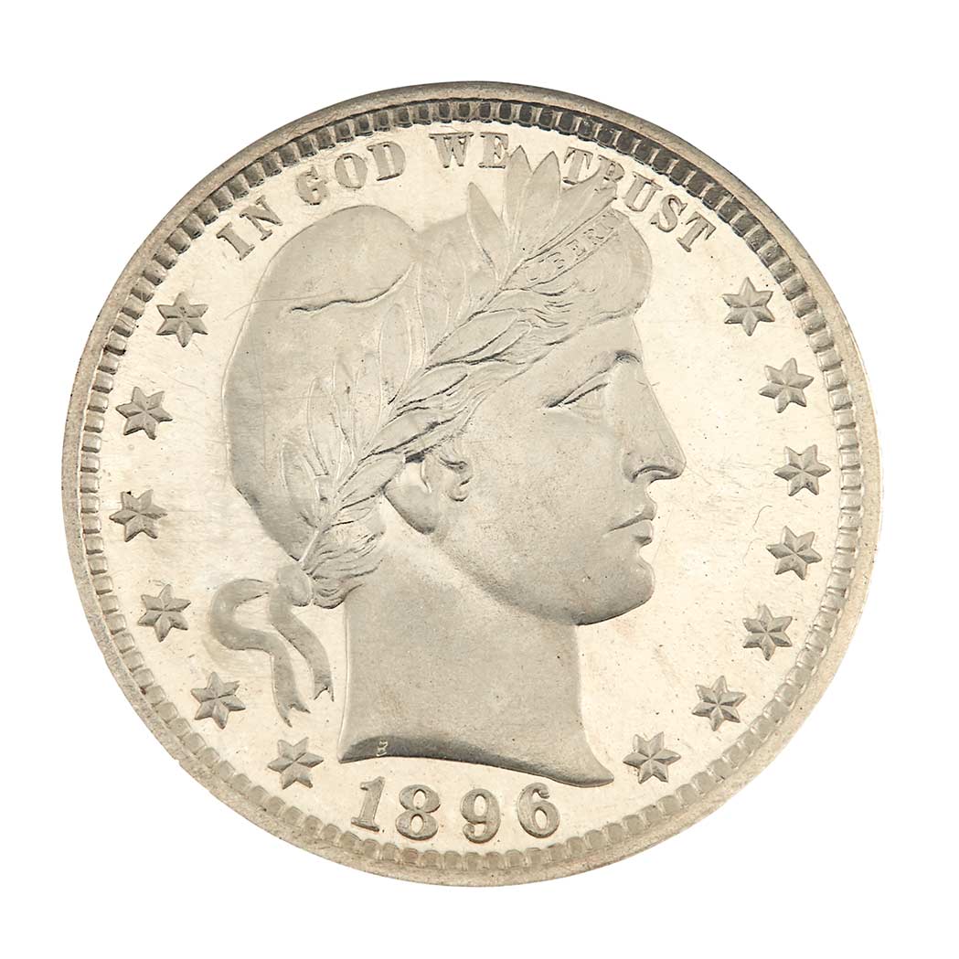 Lot image - United States 1896 Barber Quarter Proof 67 Cameo CAC
