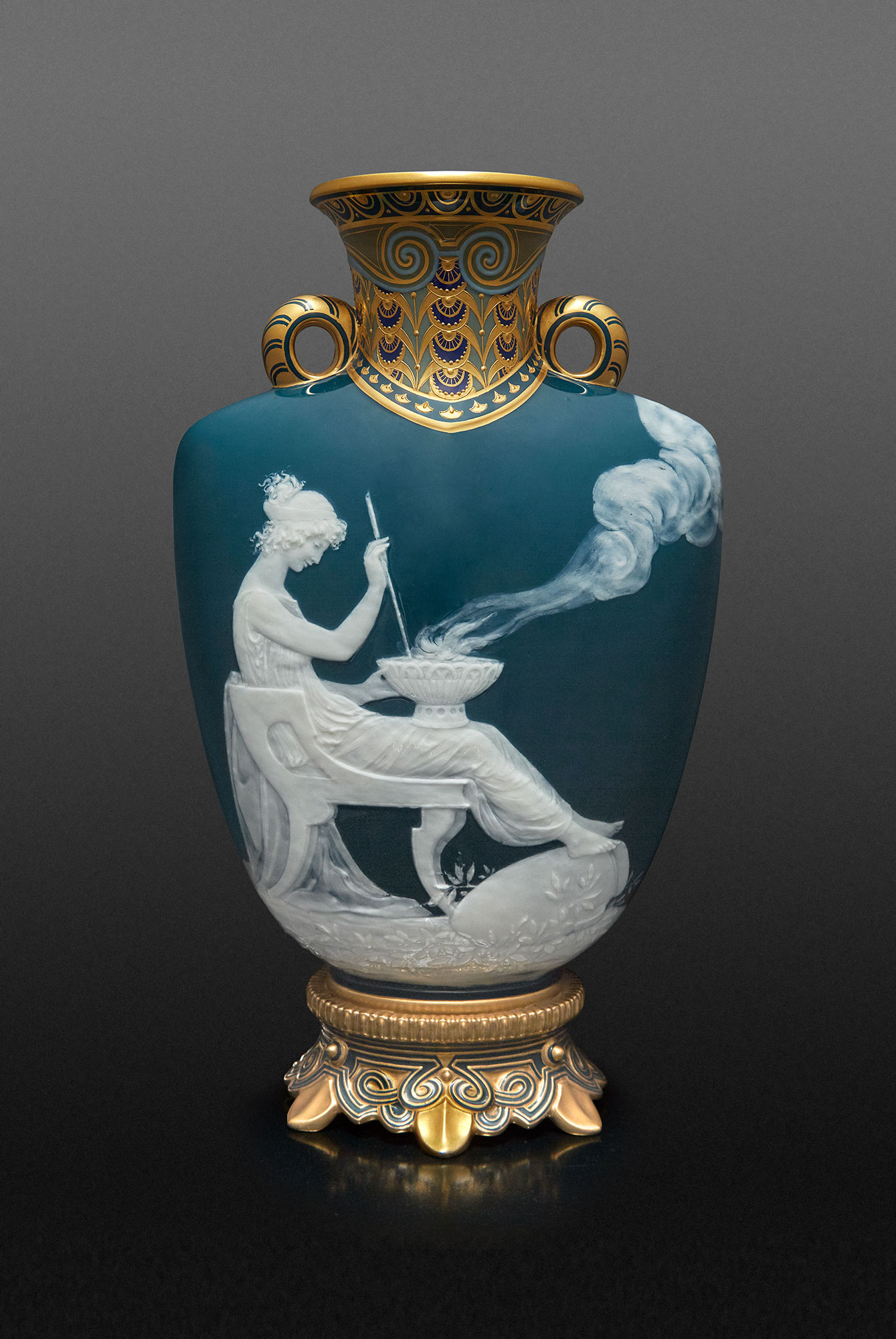Lot image - Mintons Gilt Decorated Pâte-sur-Pâte Porcelain Vase