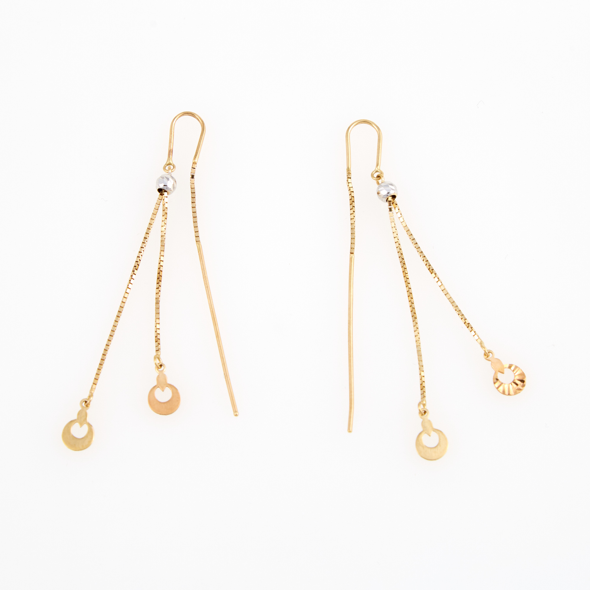 Lot image - Two Gold Earrings, 14K 1 dwt.
