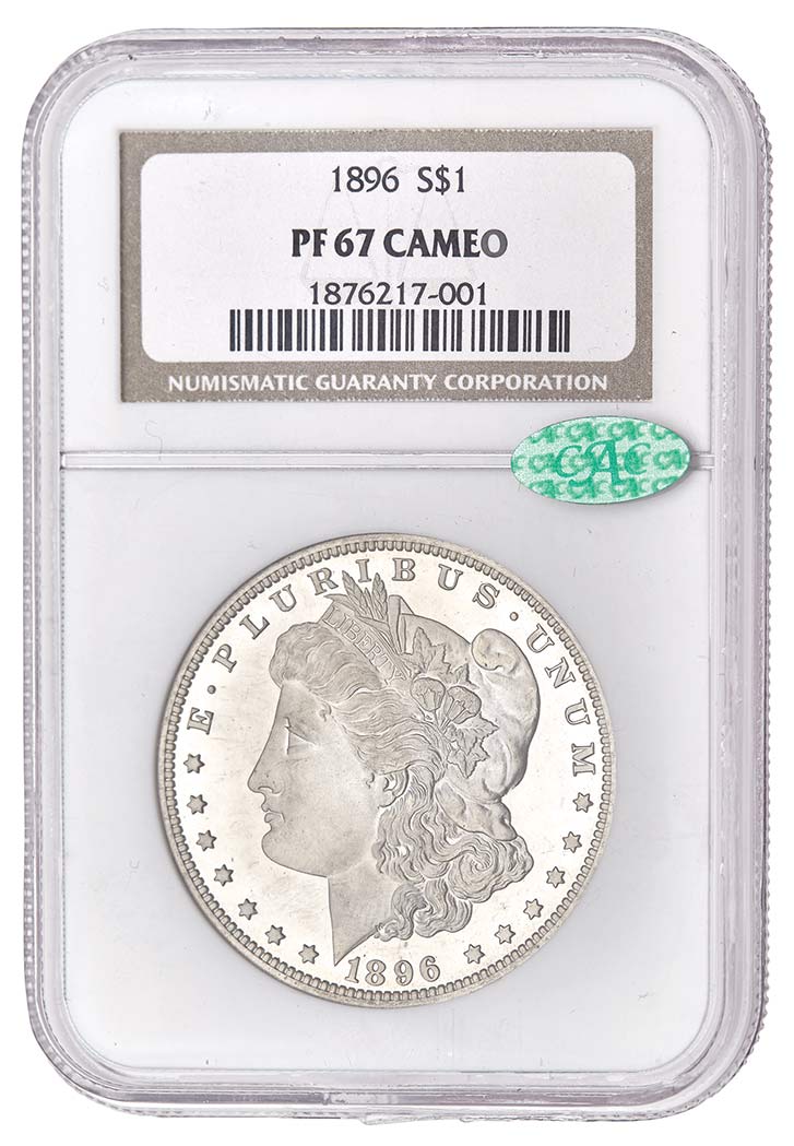 Lot image - United States 1896 Morgan Dollar Proof 67 Cameo CAC