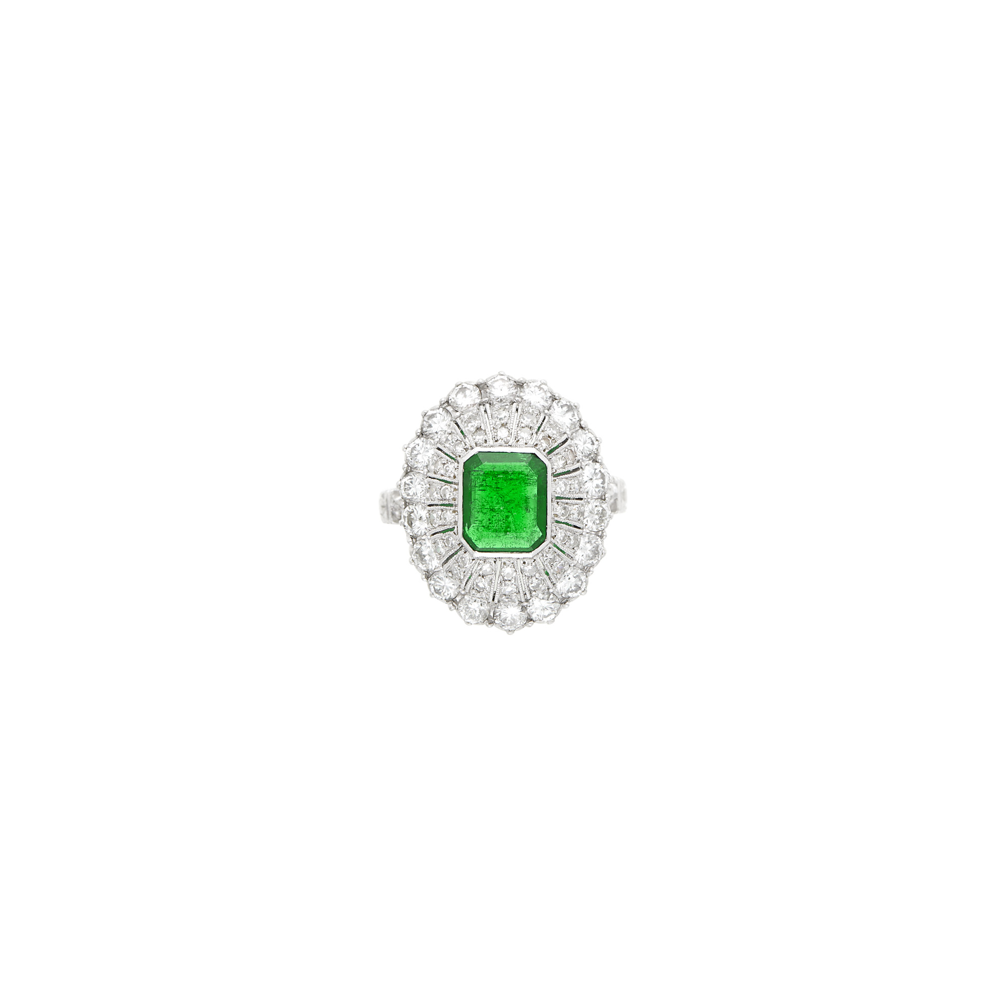 Lot image - Buccellati Platinum, Emerald and Diamond Ring