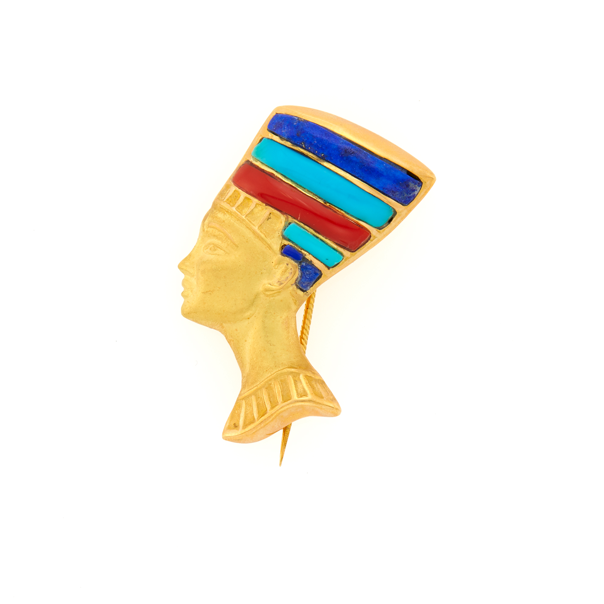 Lot image - Gold and Hardstone Nefertiti Brooch