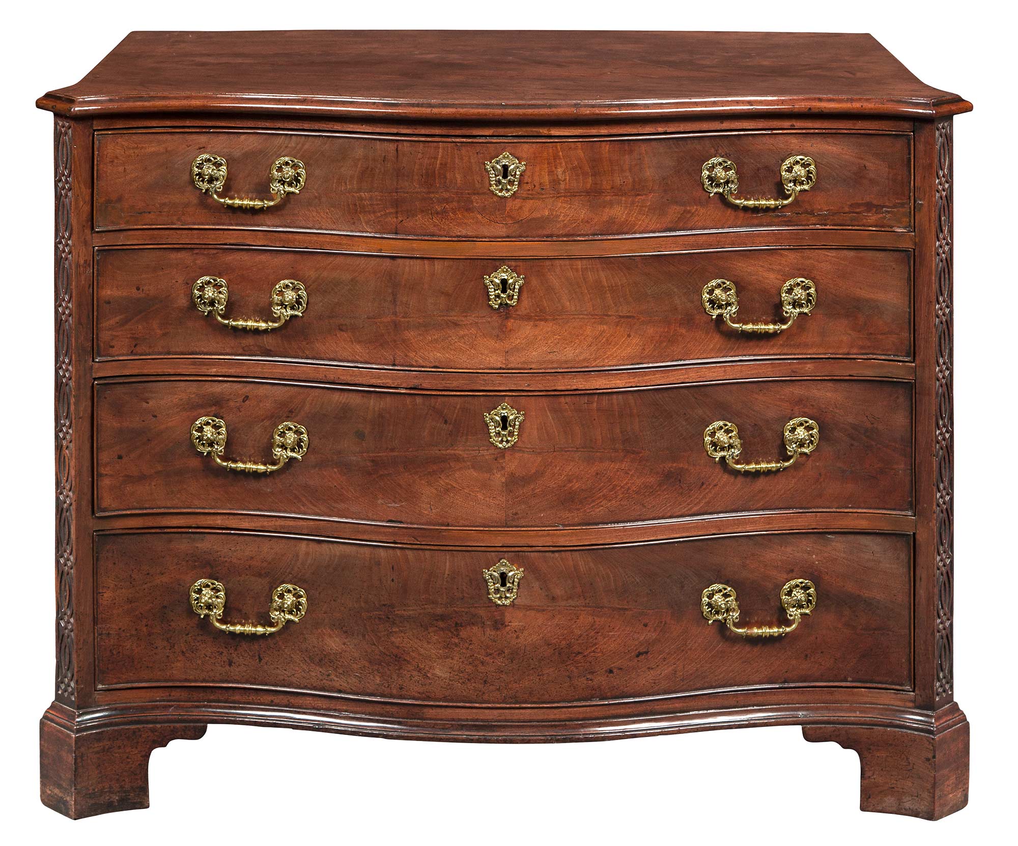 Lot image - George III Mahogany Serpentine Dressing Chest of Drawers